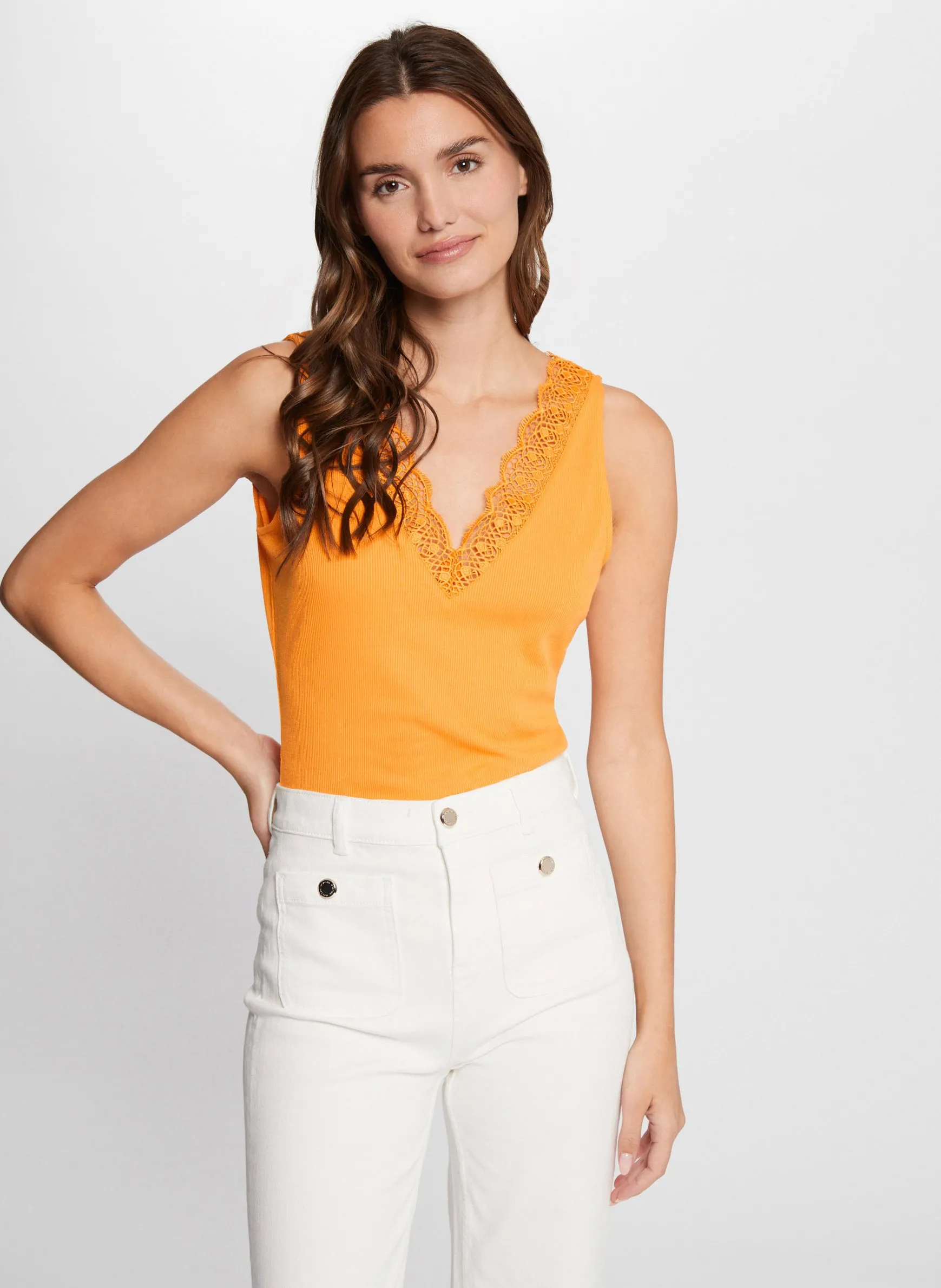 Débardeur à dentelle Orange 241-DADILA