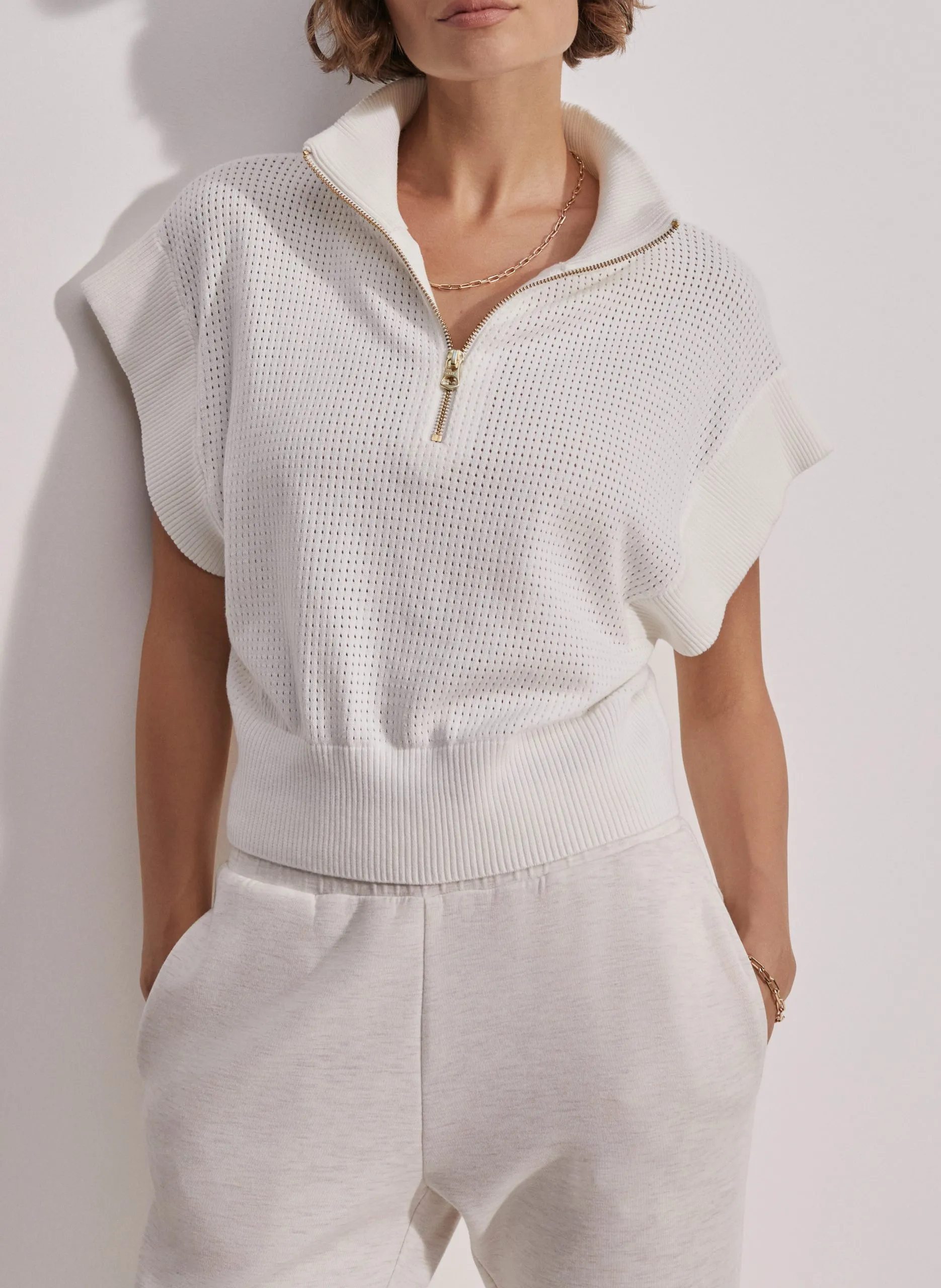 Pull col montant ample en coton Blanc FULTON