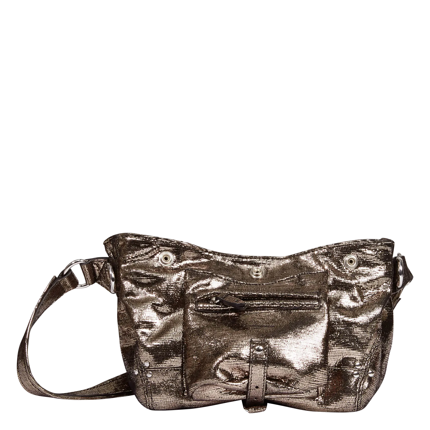 Sac ceinture en cuir métallisé Doré BILLY
