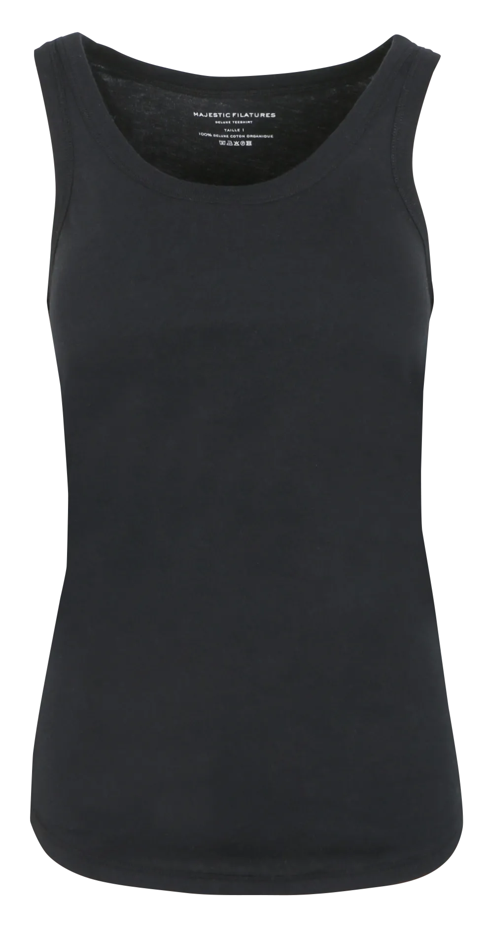 Débardeur droit col U en coton bio Noir