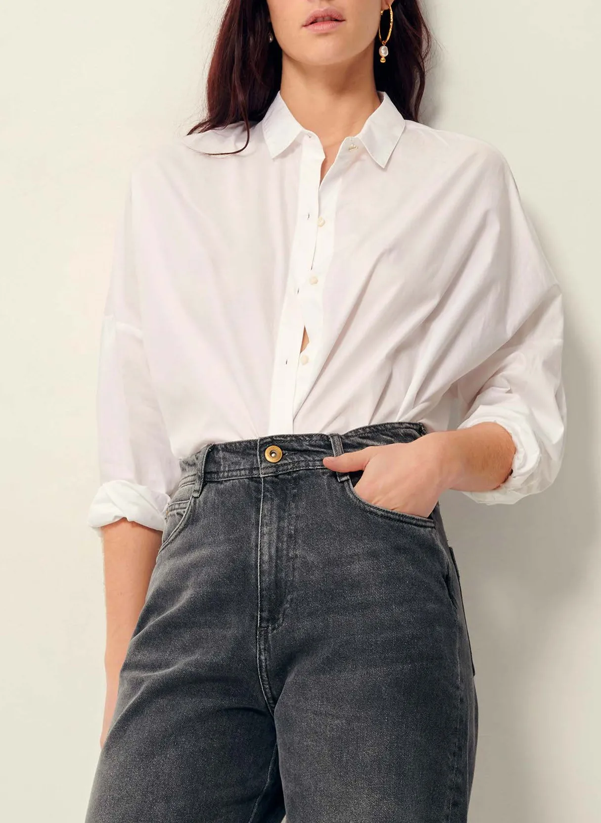 Chemise col classique en coton Blanc MAEMI O