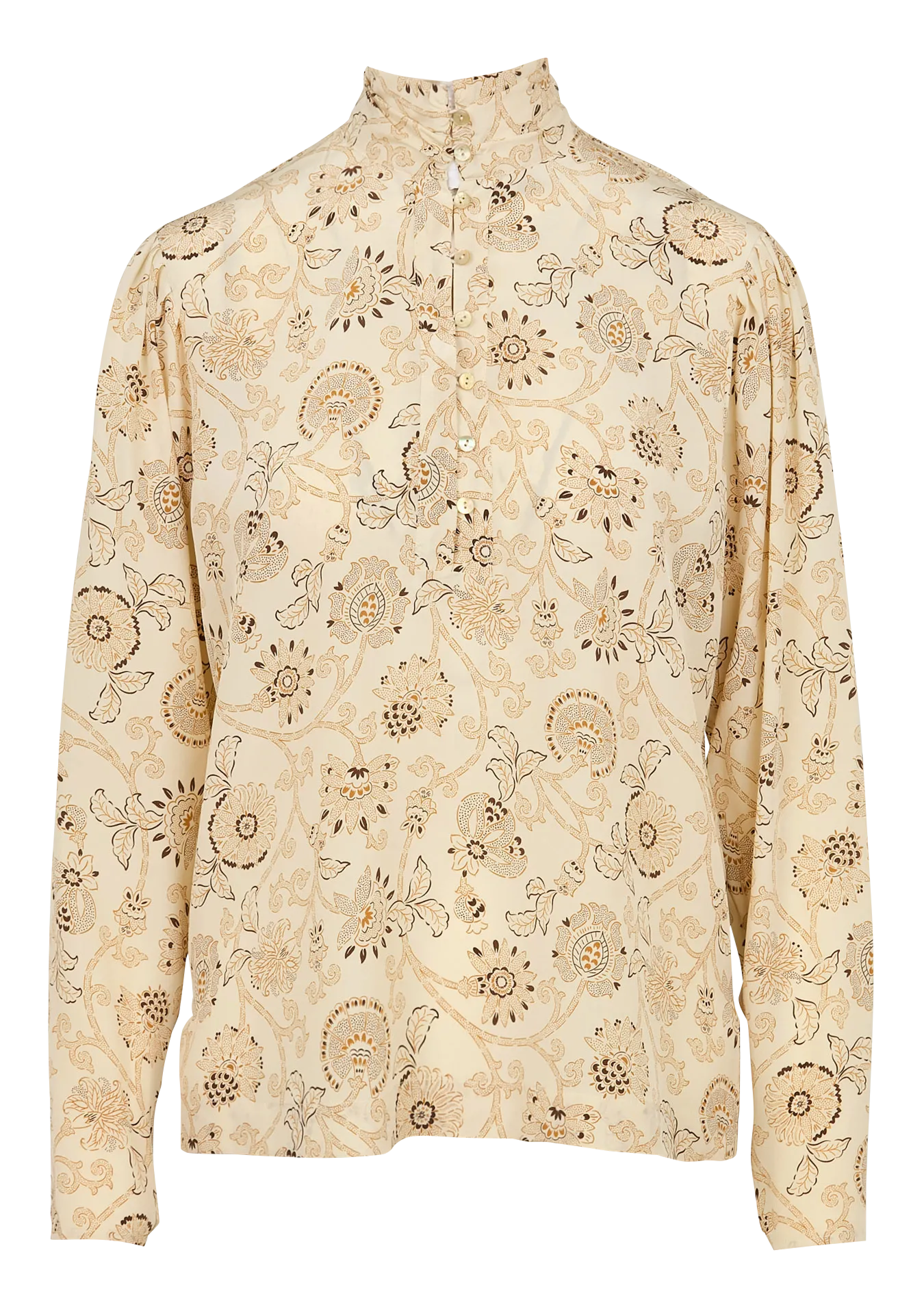 Blouse droite imprimée en soie Beige NAGISO