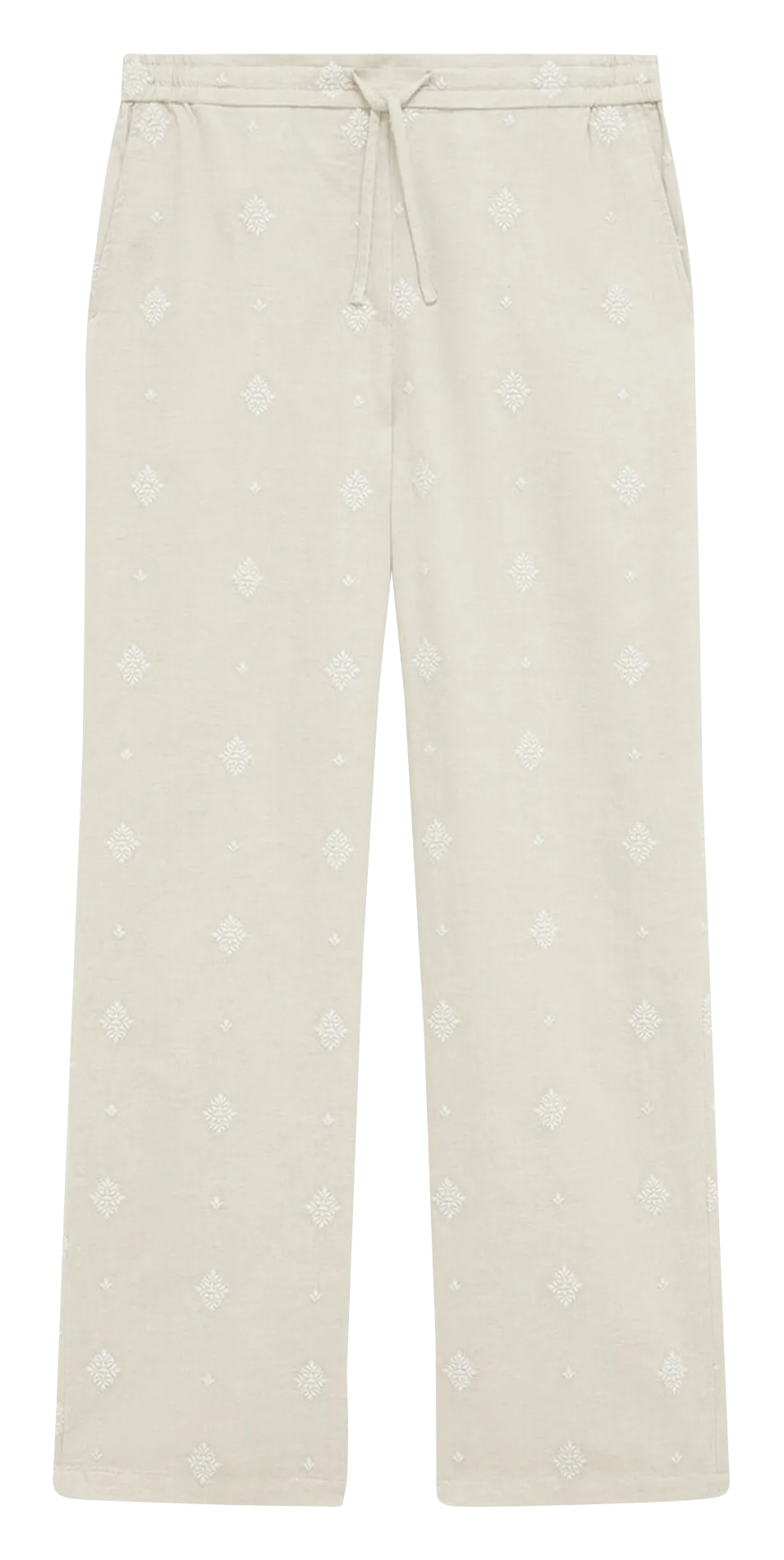 Pantalon droit imprimé en coton mélangé Beige 241P-PURE