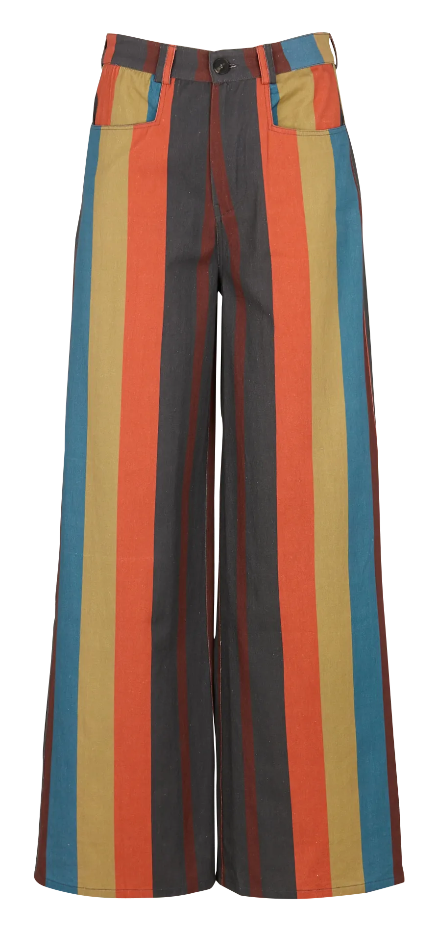 Pantalon droit rayé en coton Orange HAPPY