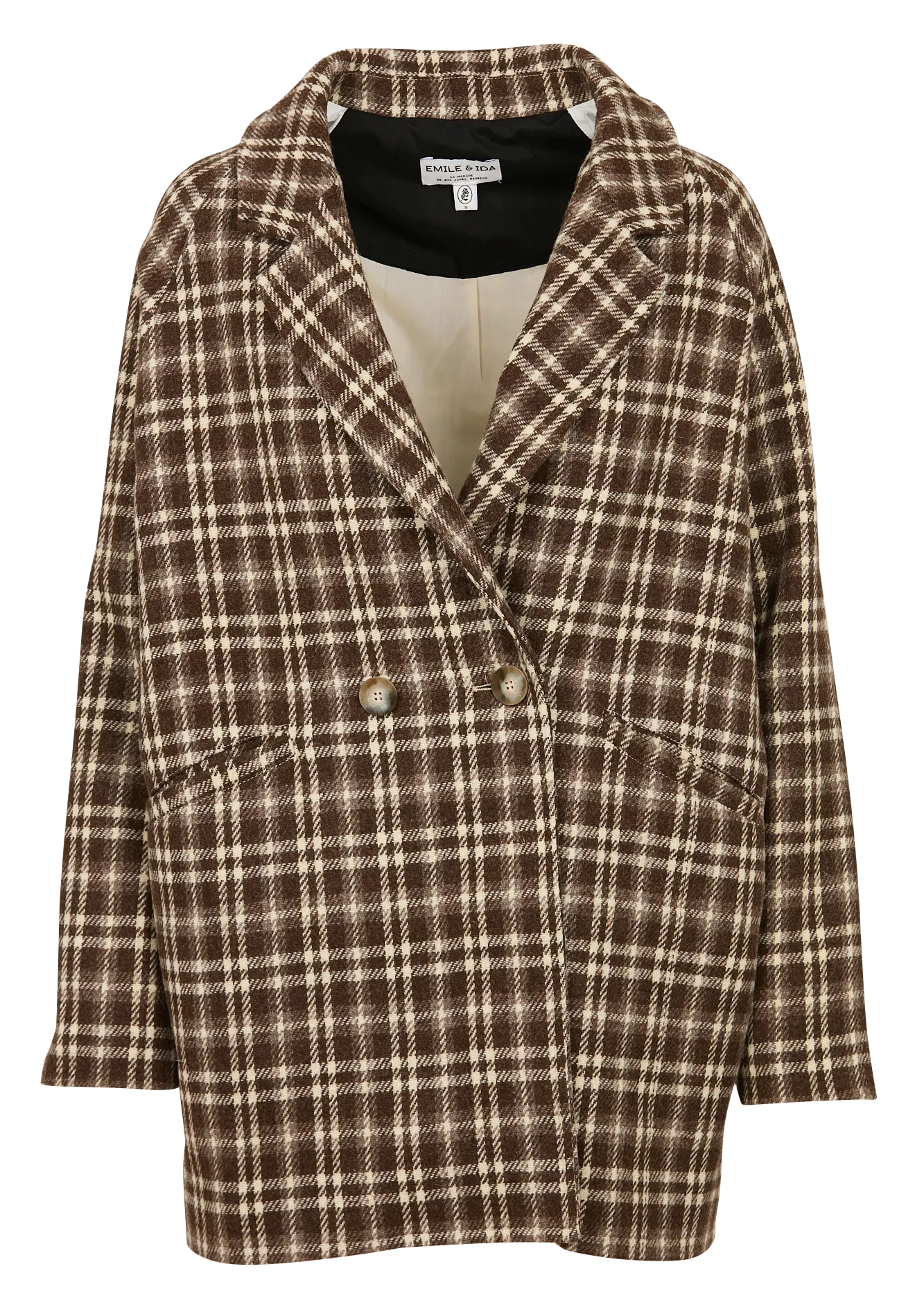 Manteau long imprimé en laine Marron AIME