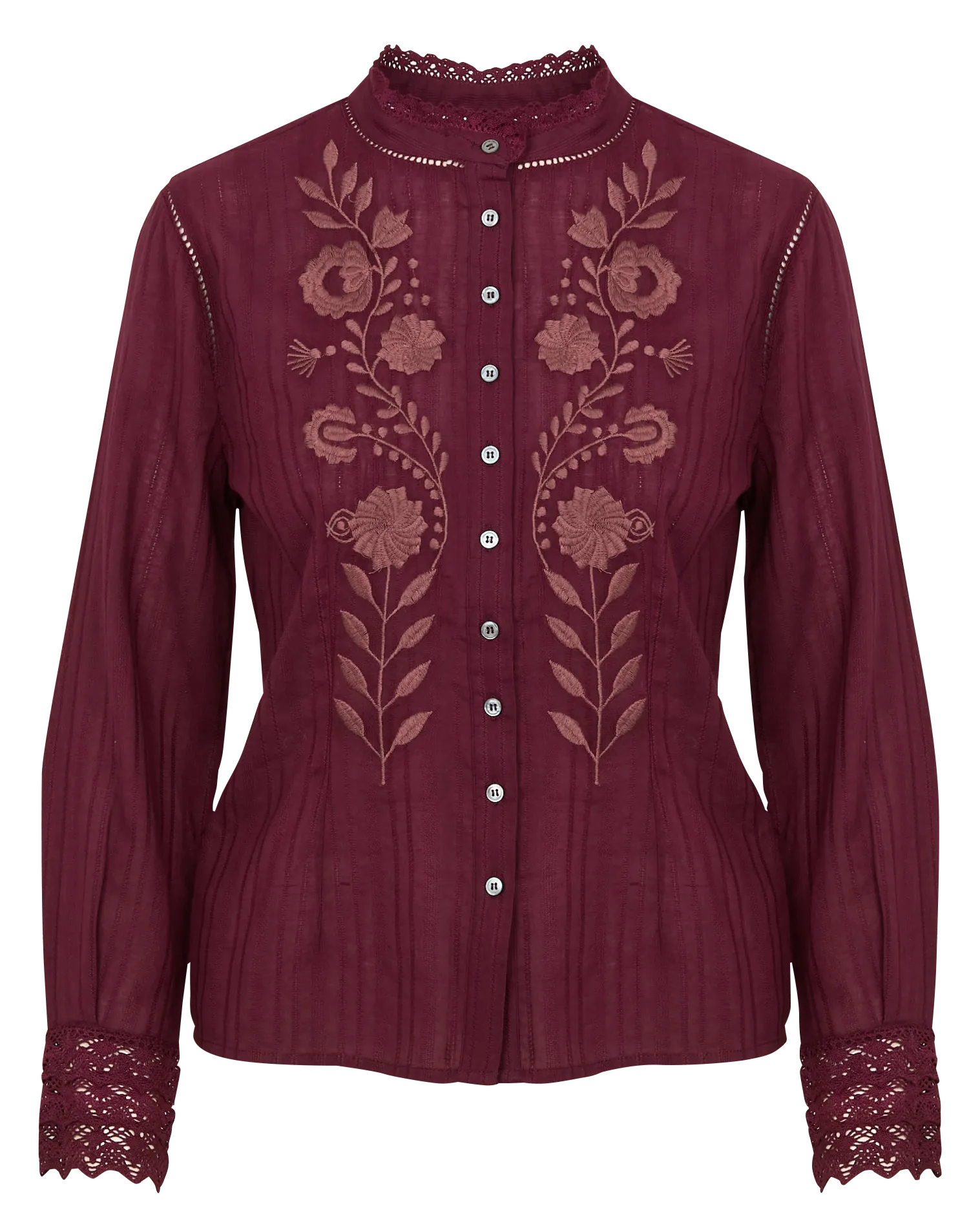 Top ajusté col rond brodé en coton Rouge KISS