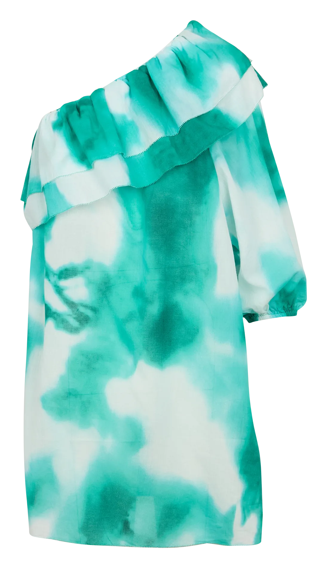 Robe asymétrique imprimée en coton Vert EVERLY