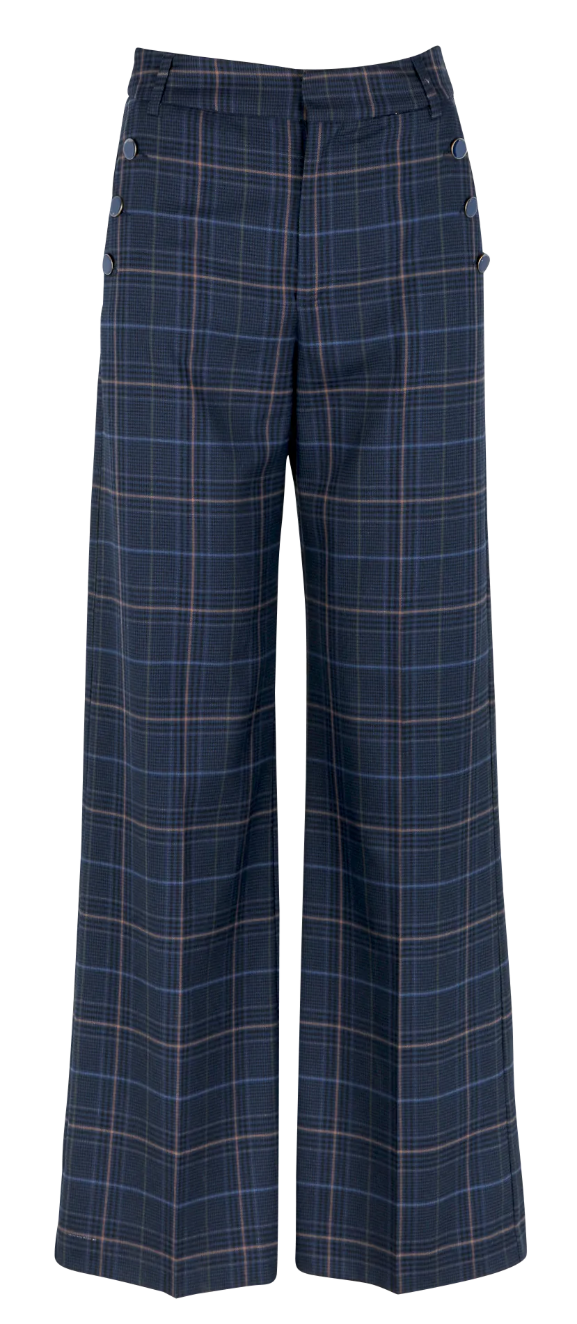 Pantalon droite imprimé à carreaux Bleu