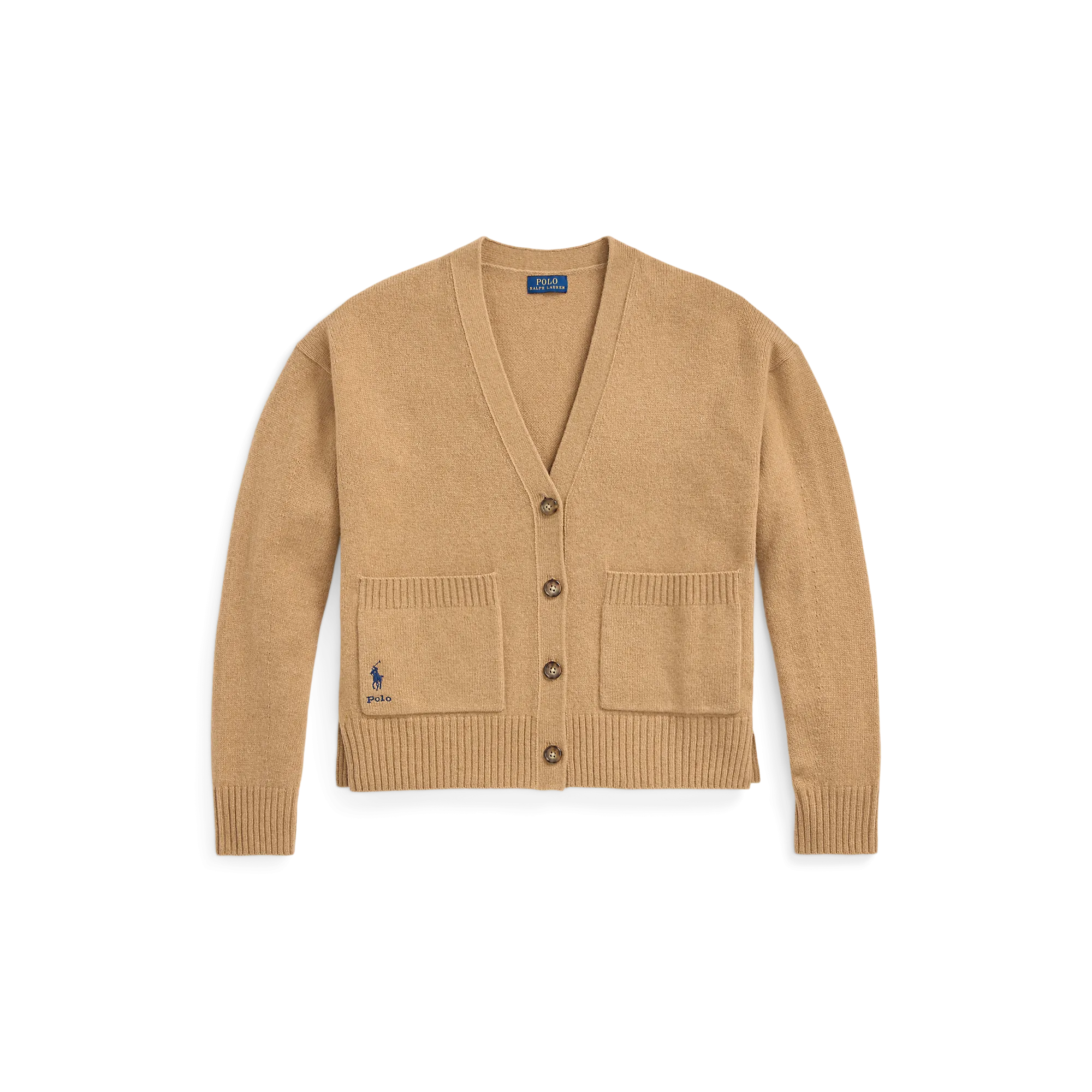 Gilet droit col V en laine et cachemire mélangé Beige