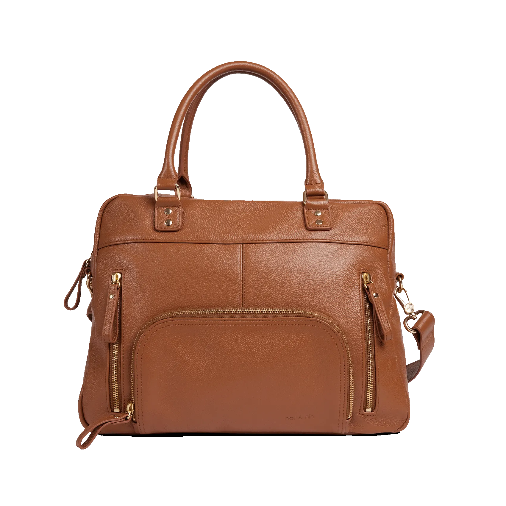 Cabas multipoches en cuir Marron MACY