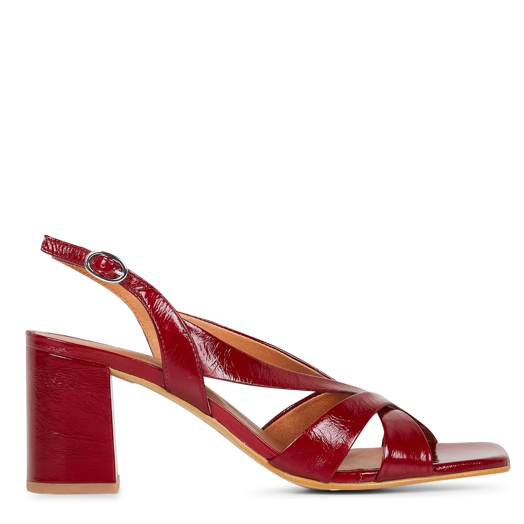 Sandales à talons en cuir vernis Rouge VANITY