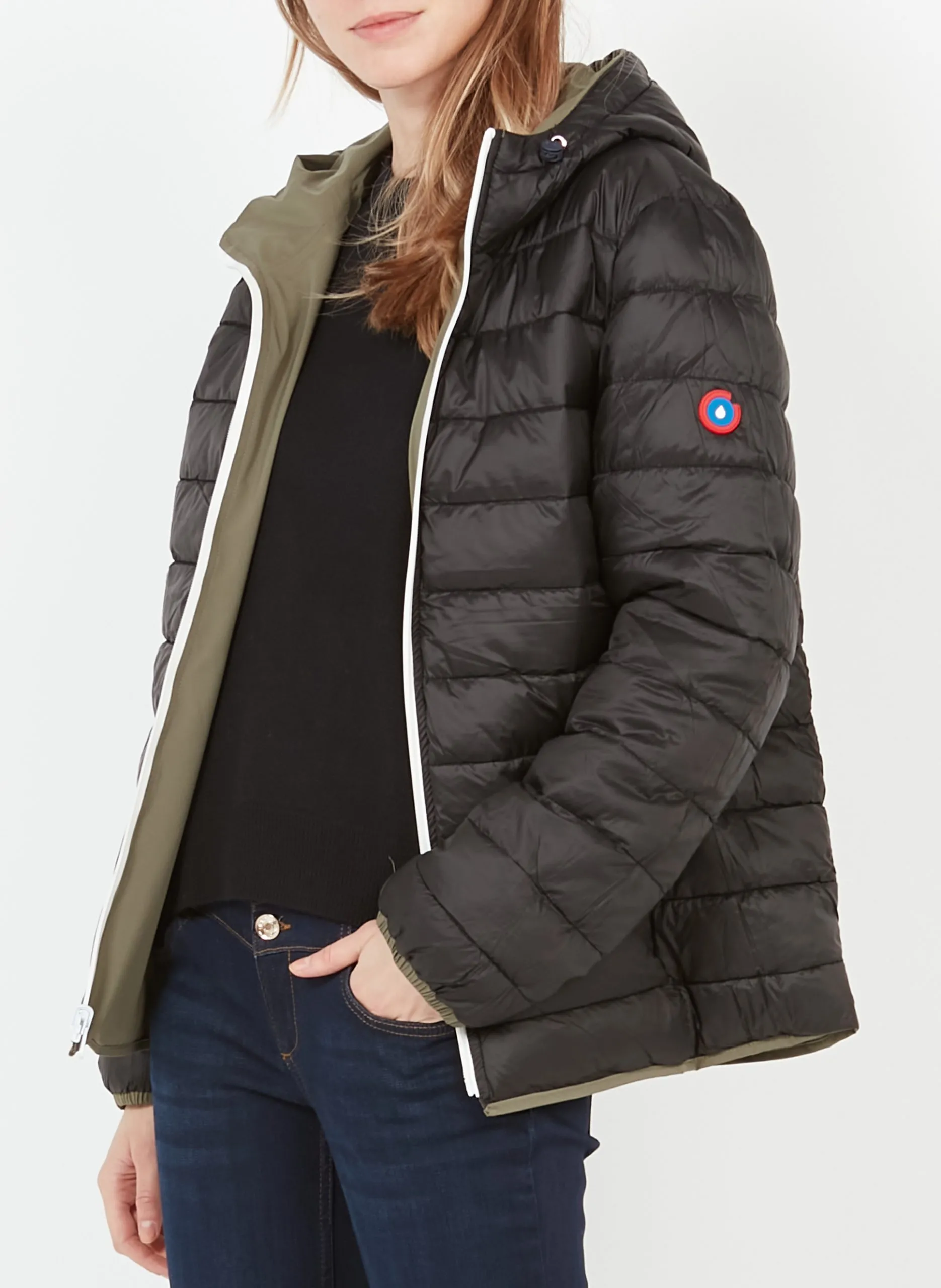 Doudoune réversible à capuche Kaki