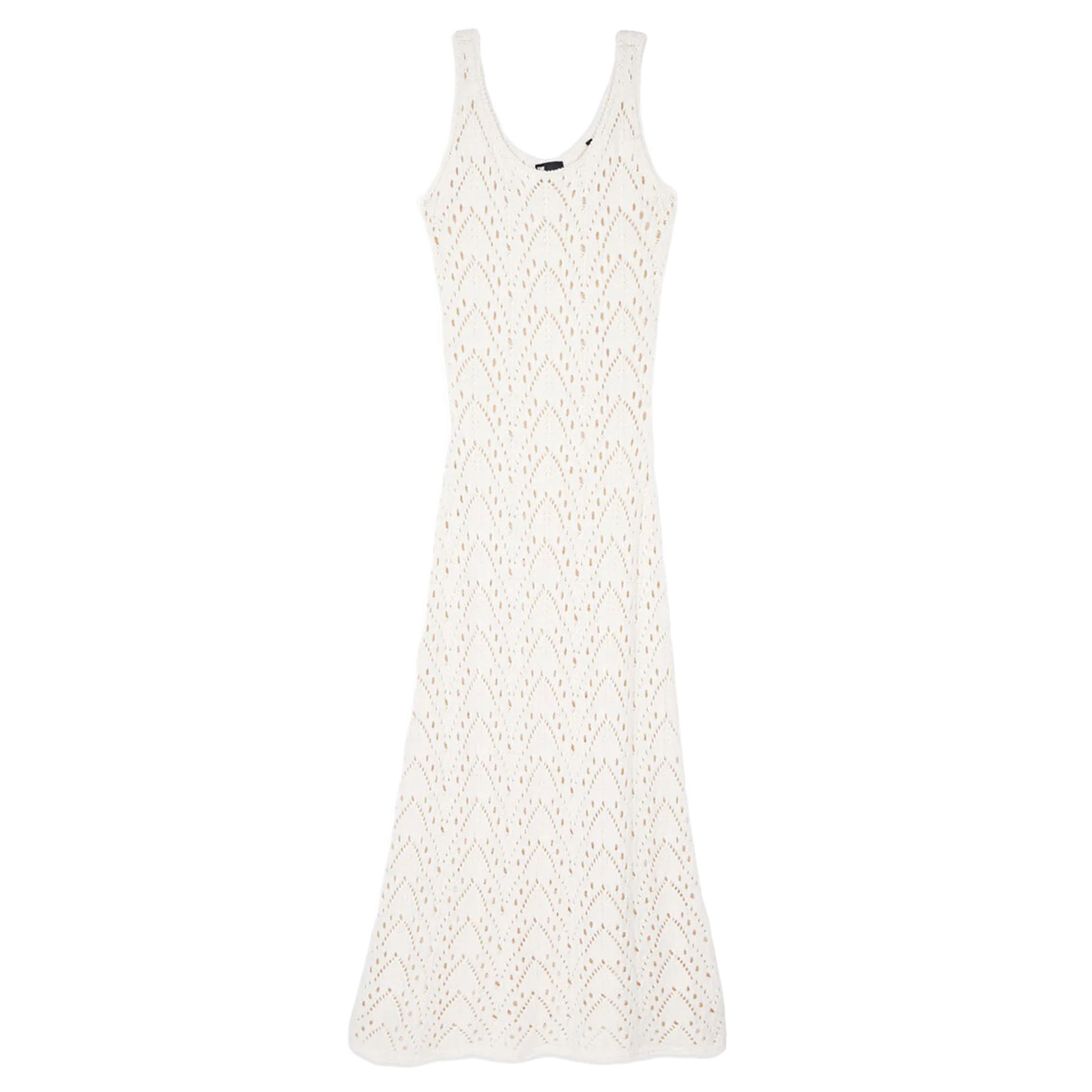 Robe longue ajustée en coton mélangé Blanc