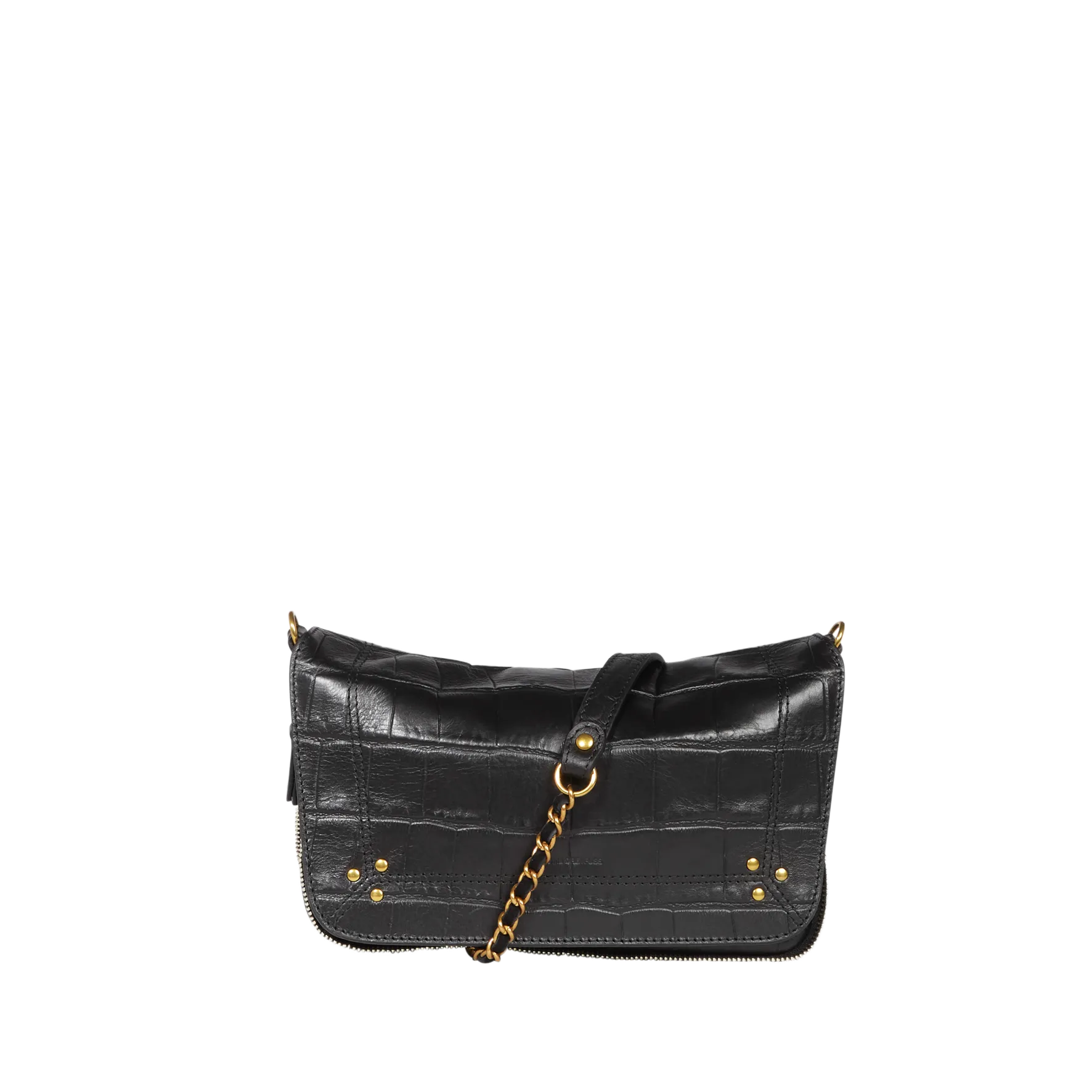 Sac bandoulière en cuir embossé croco Noir BOBI S