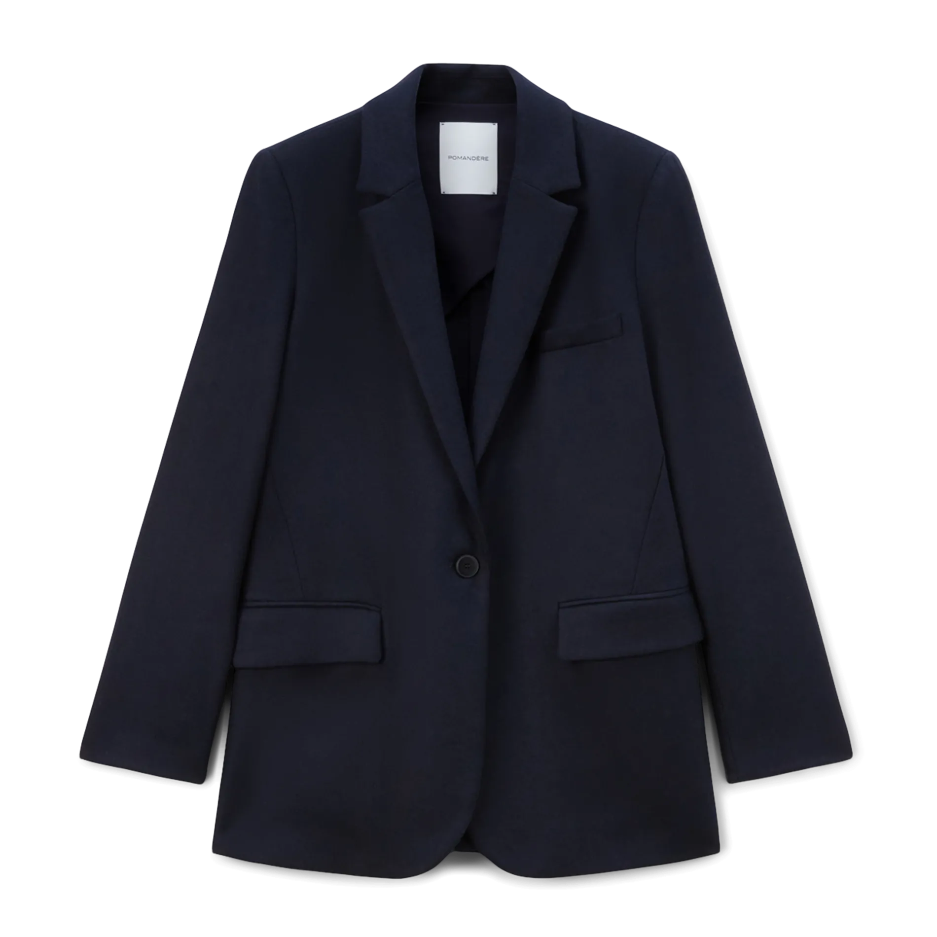 Veste de costume col tailleur en laine mélangée Bleu