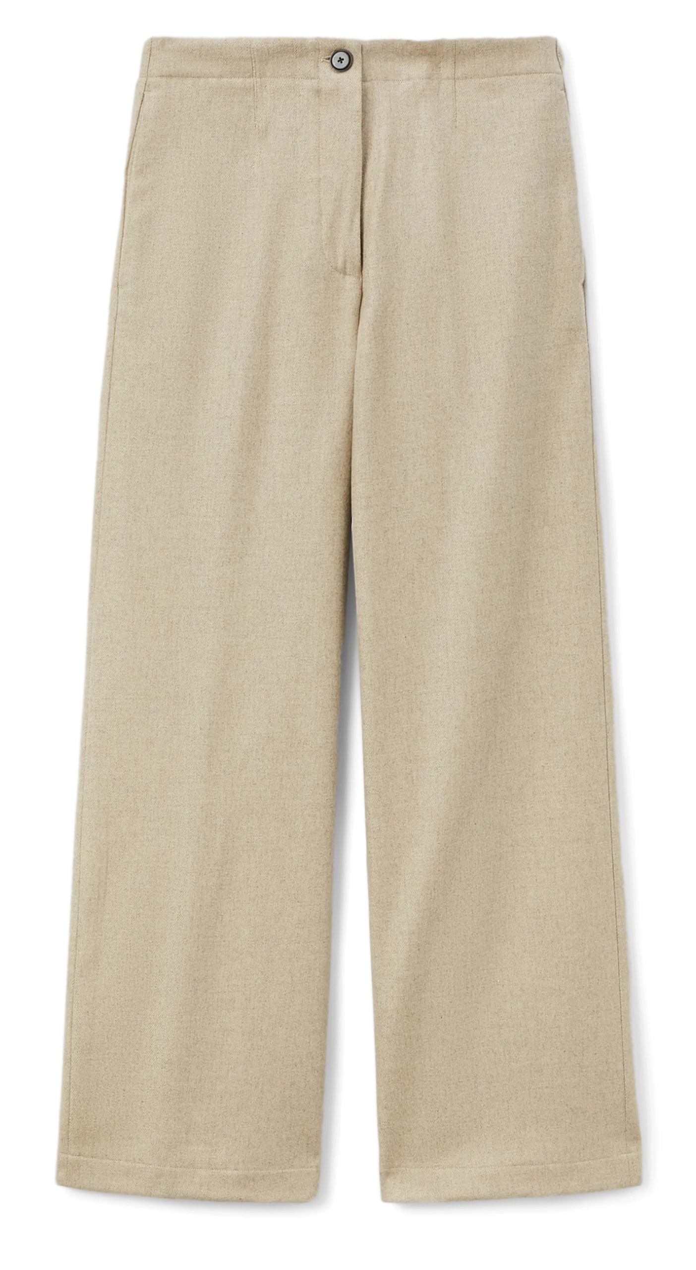 Pantalon droit en laine mélangée Beige