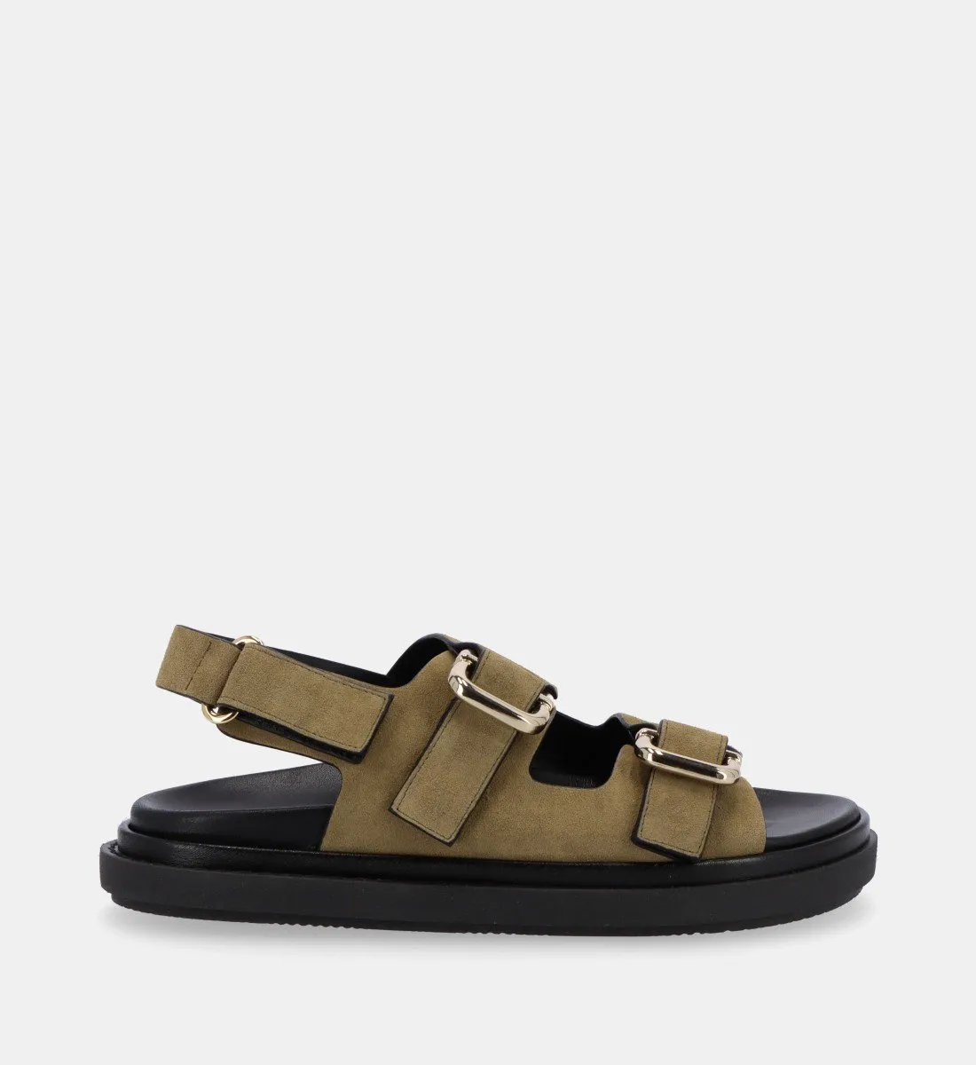 Sandales plates en cuir Vert HARPER