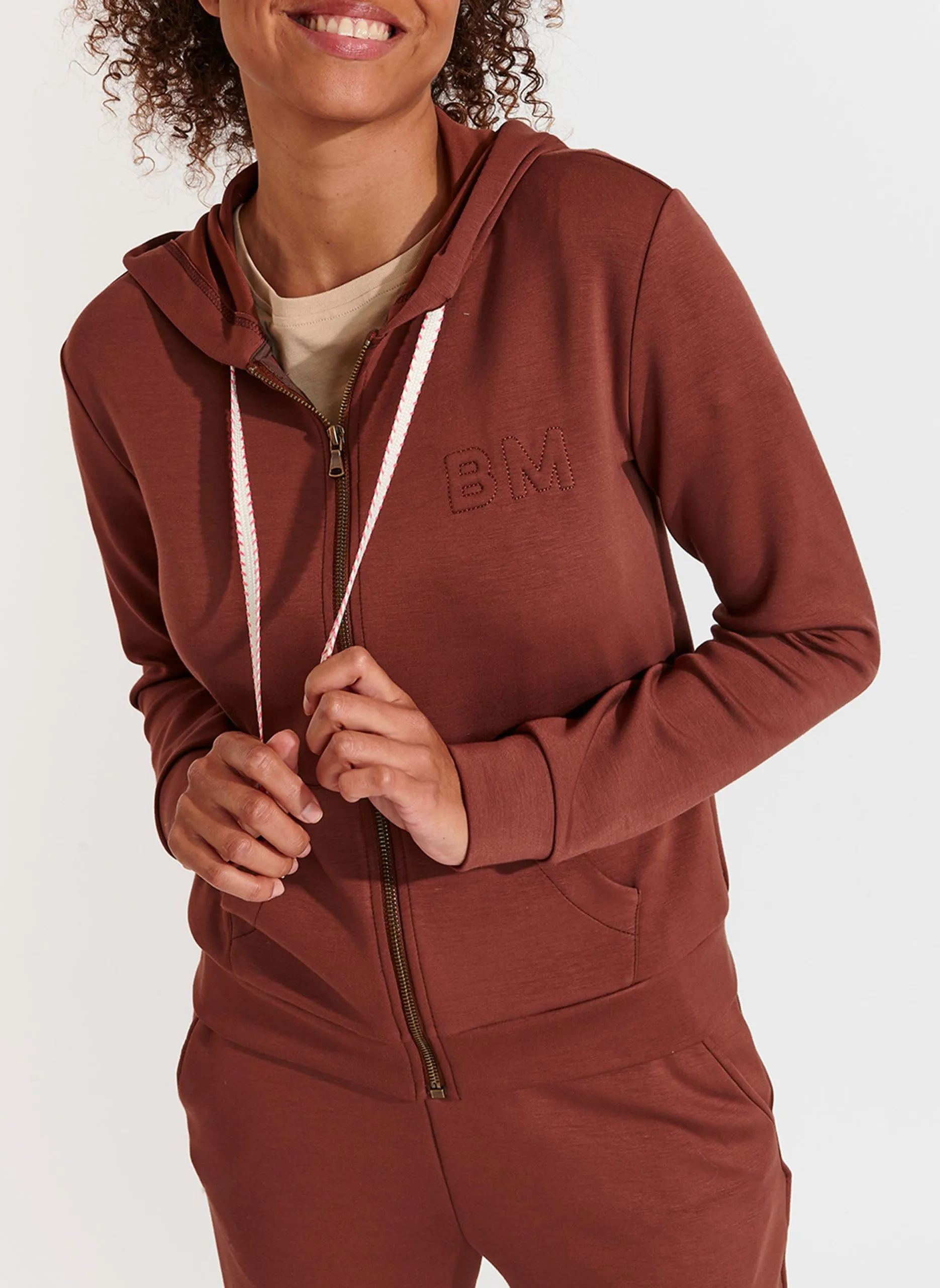 Sweat zippé à capuche Marron RESCO BAYJOY