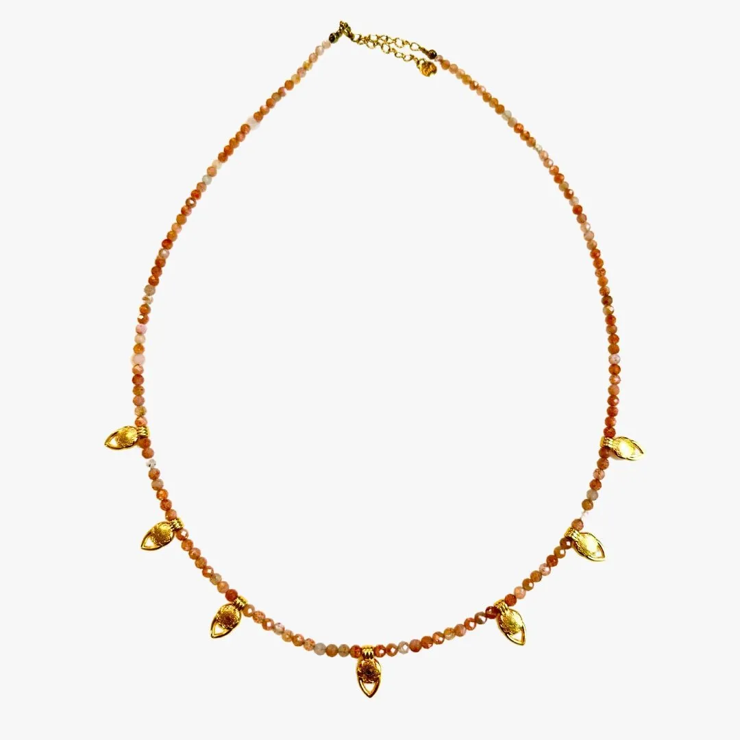 Collier pierre de soleil Orange SAFAR