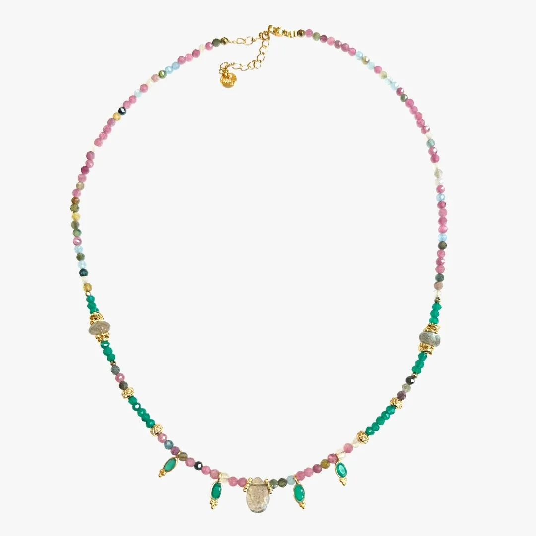 Collier onyx vert et tourmaline Multicolore GATHA