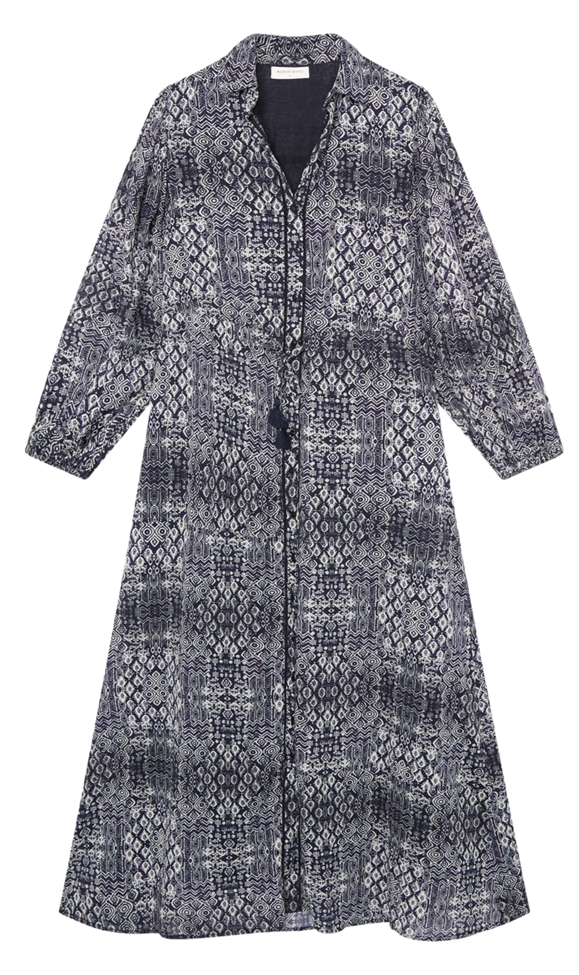 Robe chemise ample imprimée en coton Bleu ANA