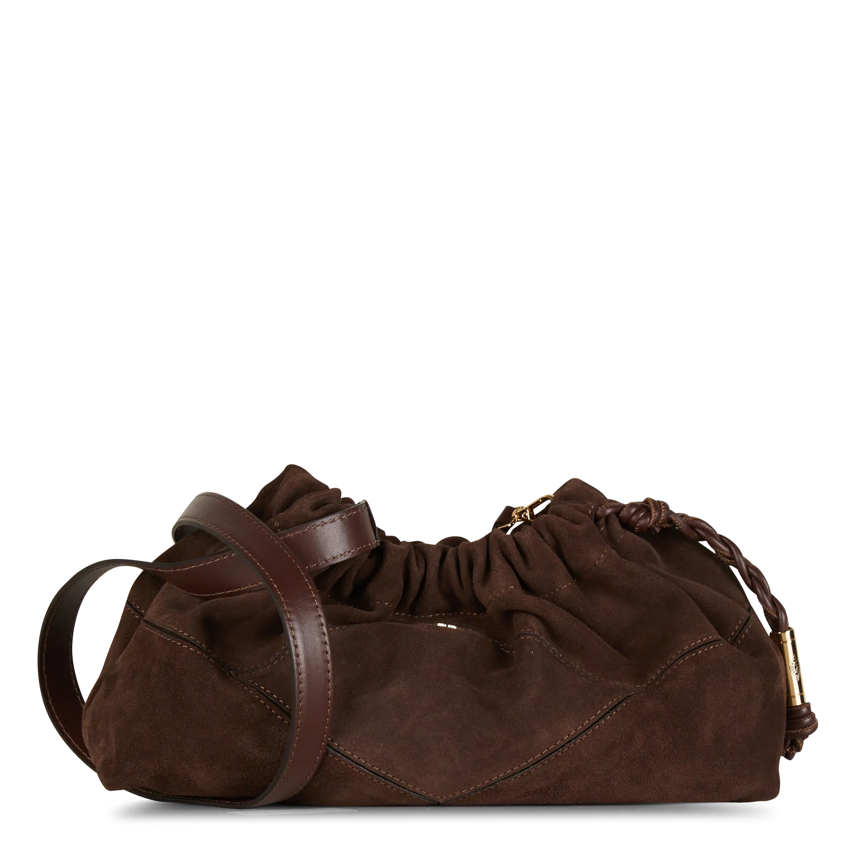 Sac à main en cuir velours Marron JUNE