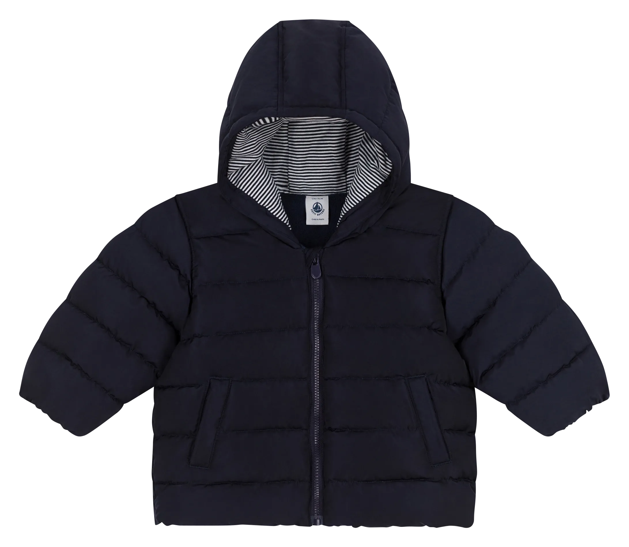 Doudoune droite à capuche Bleu