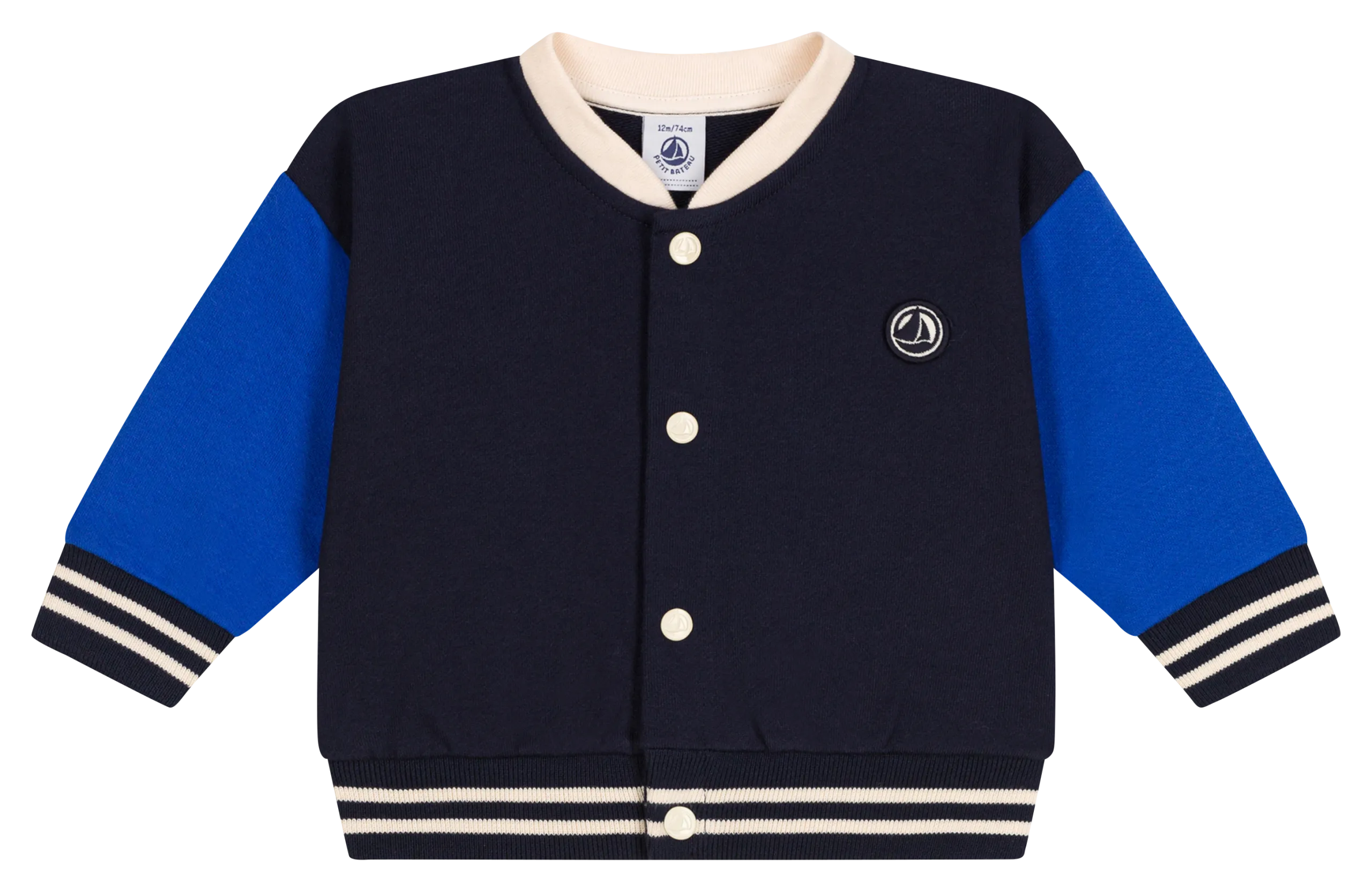 Veste col teddy ample en coton Bleu