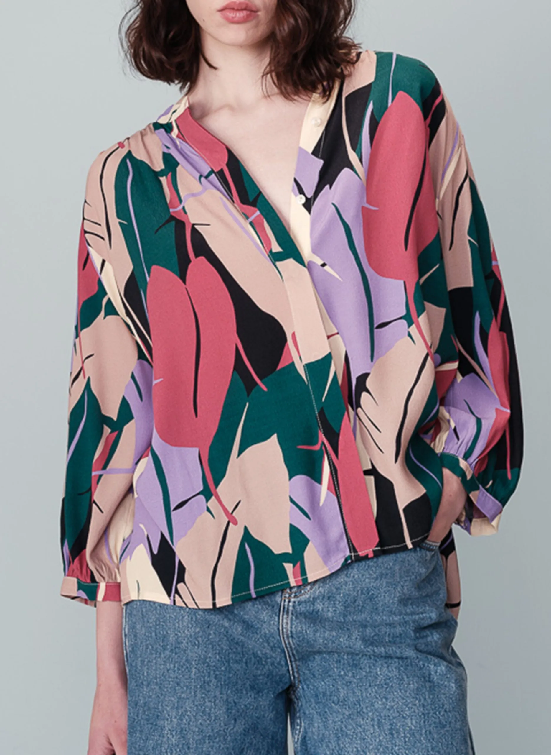 Blouse col rond imprimée Multicolore NYMPHEA