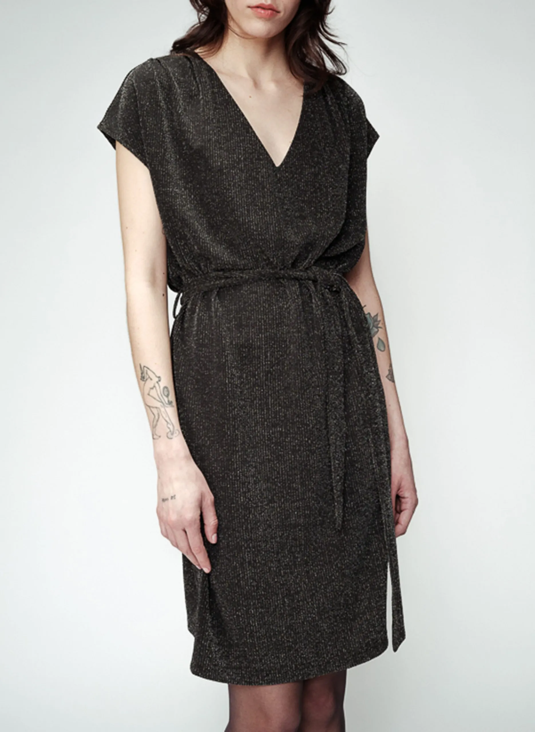 Robe courte ceinturée Gris OANA