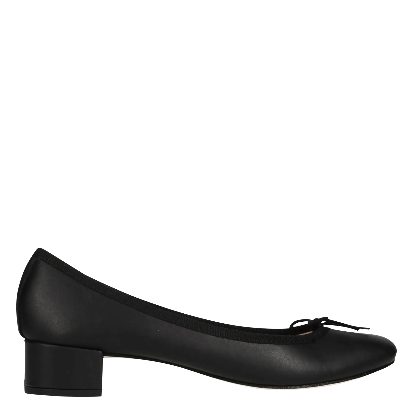 Ballerines à petits talons en cuir Noir CAMILLE