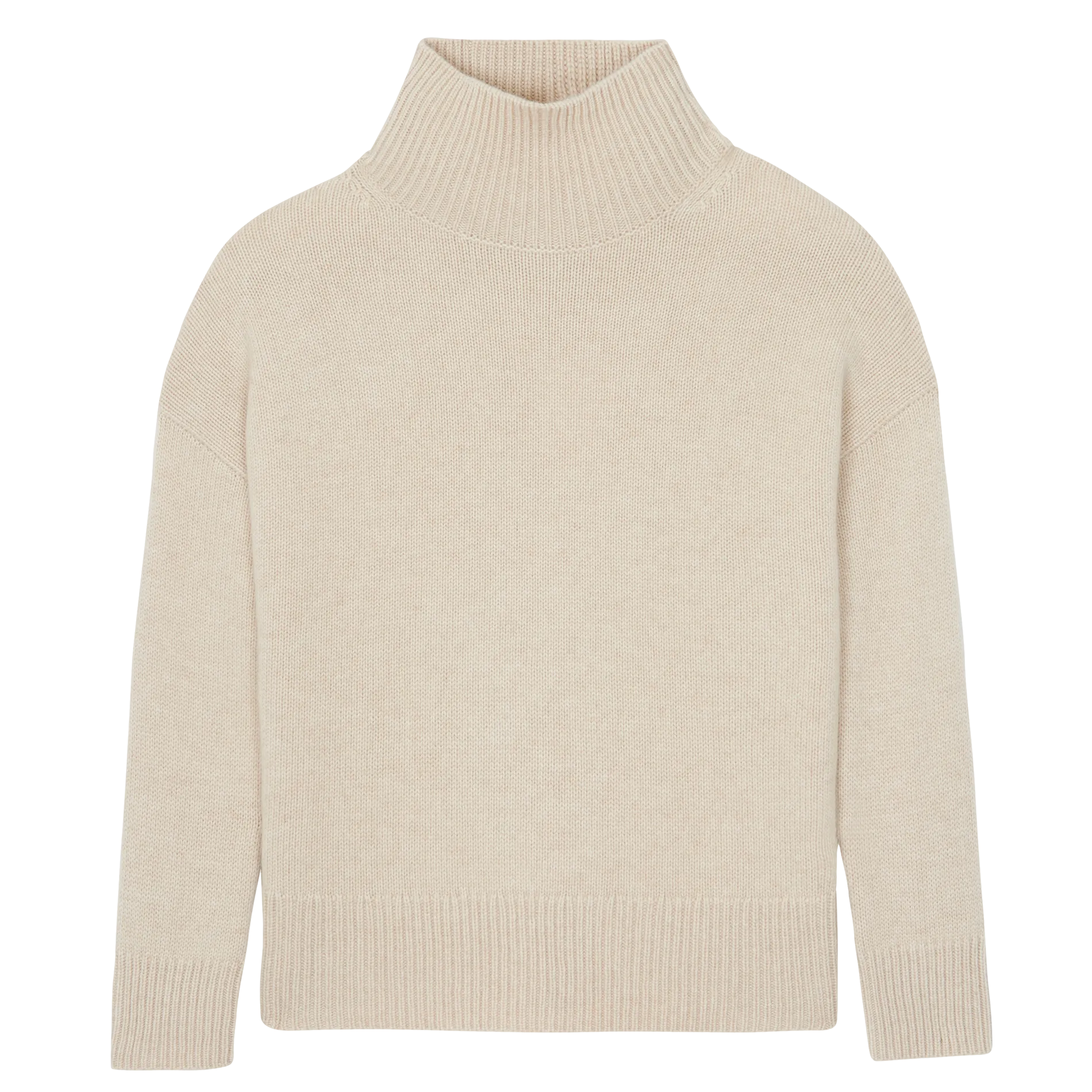 Pull ample col montant en cachemire Beige ULLA
