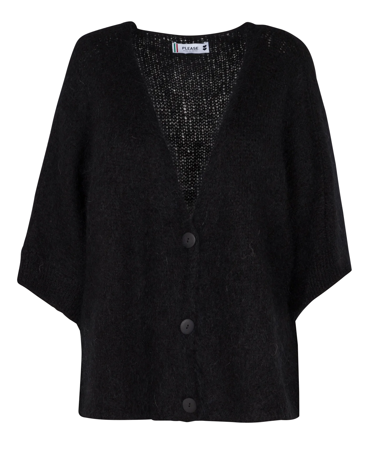 Gilet à col V ample en maille mélangée Noir