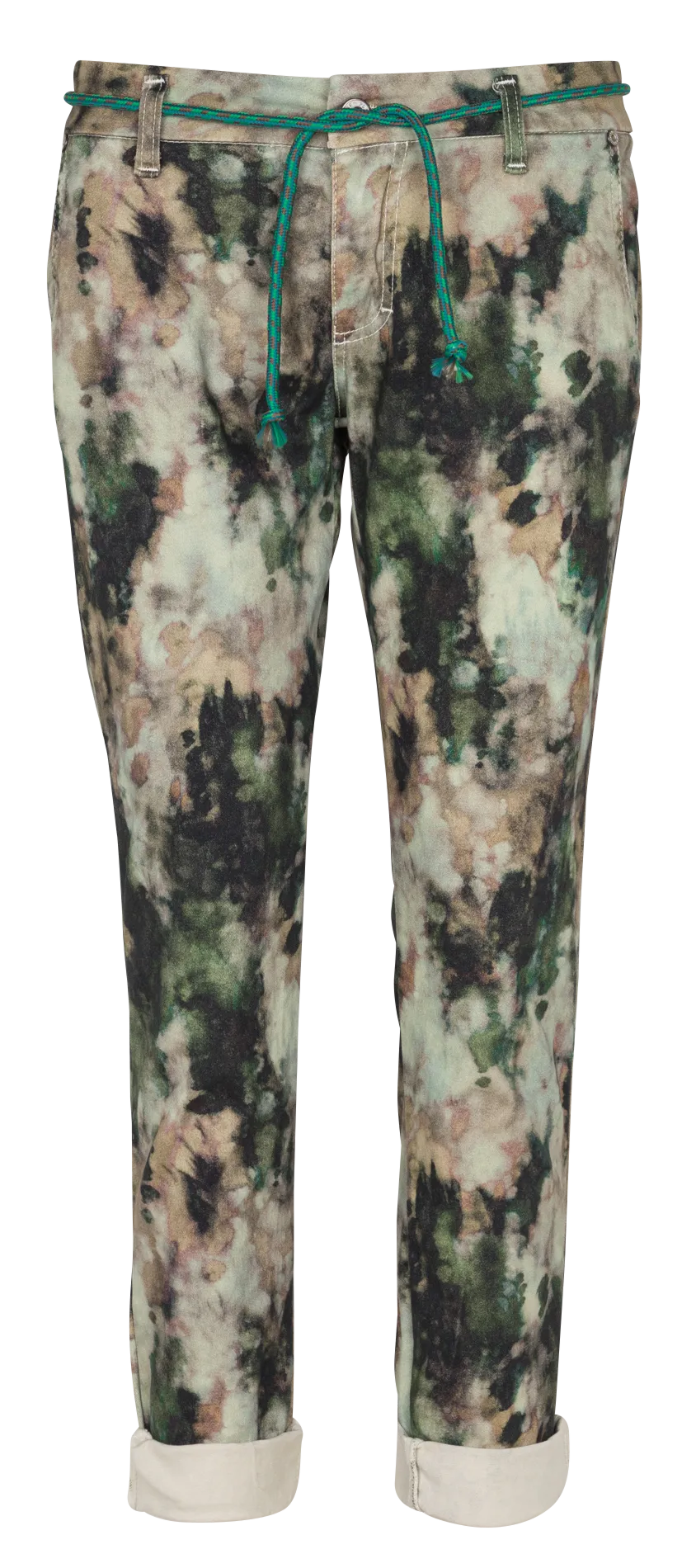 Pantalon chino en coton mélangé imprimé Beige