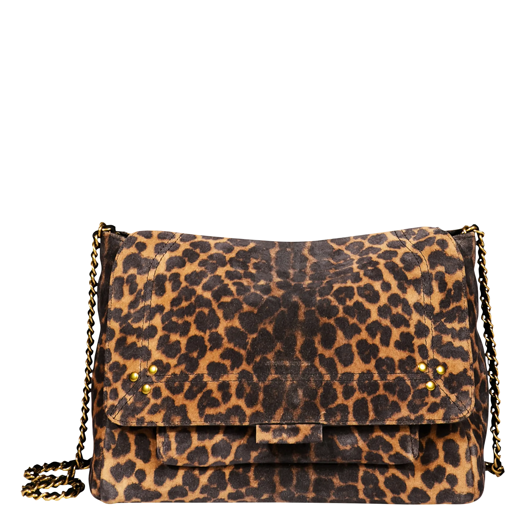 Sac besace en cuir à imprimé léopard Marron LULU M