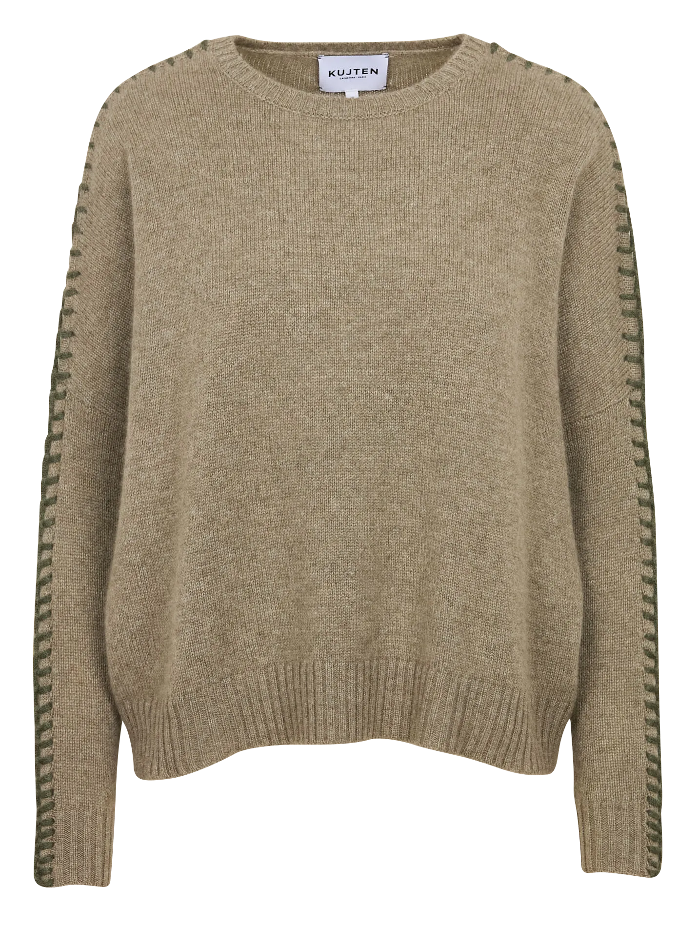 Pull droit en cachemire Kaki AMEA