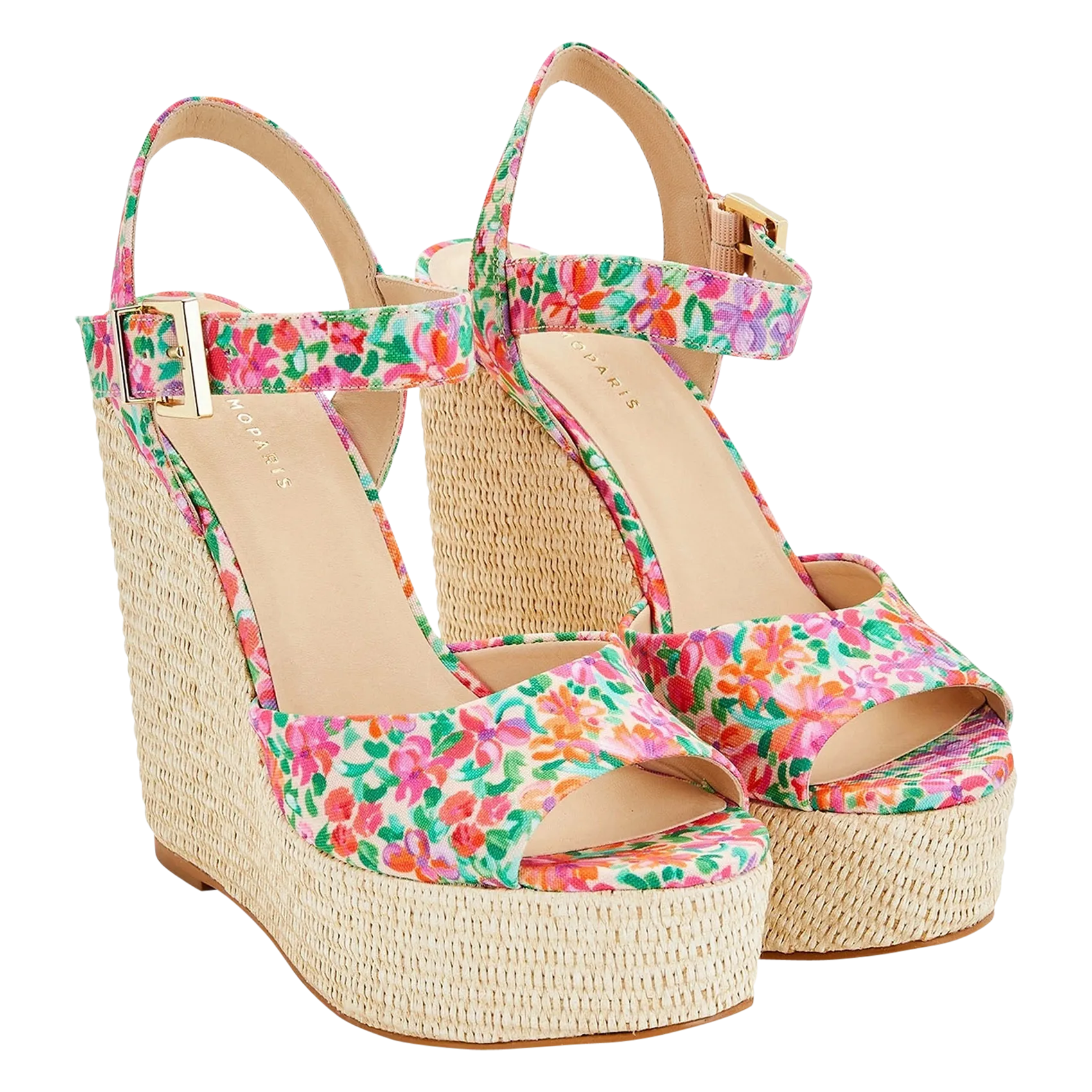 Espadrilles compensées en tissus imprimé Multicolore JAMEA2