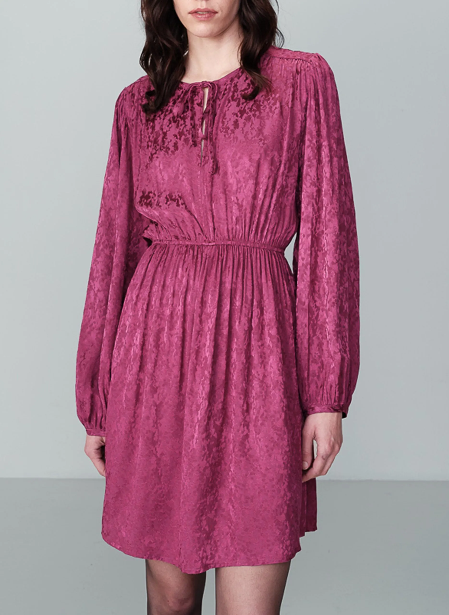 Robe courte cintrée jacquard Rose NOCES