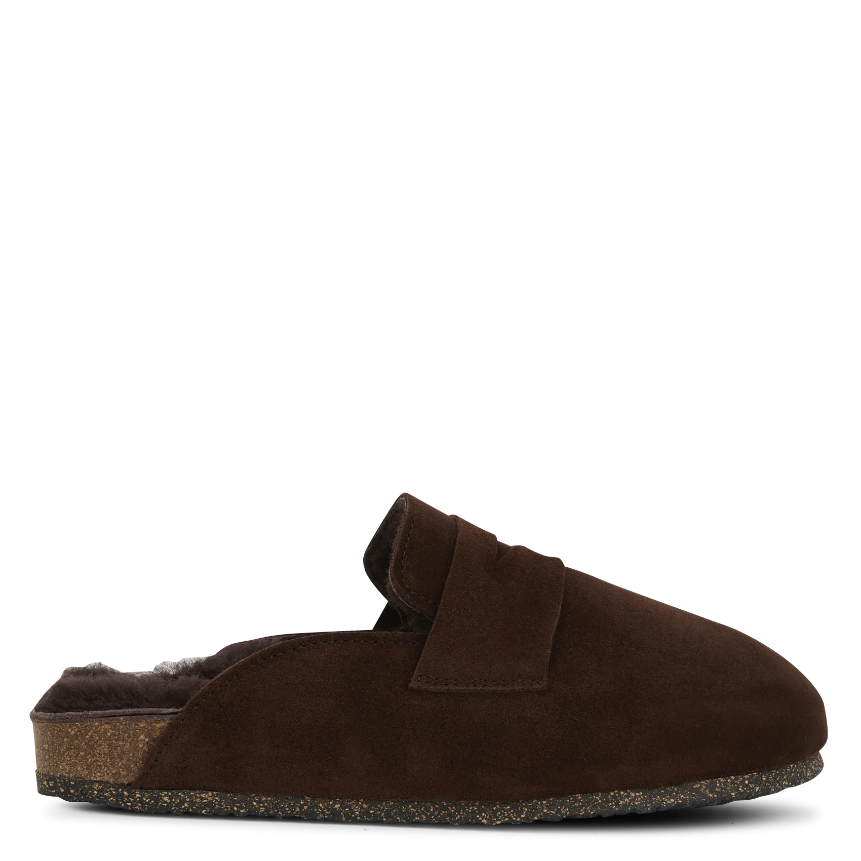 Sabots fourrés en cuir velours Marron LORINE