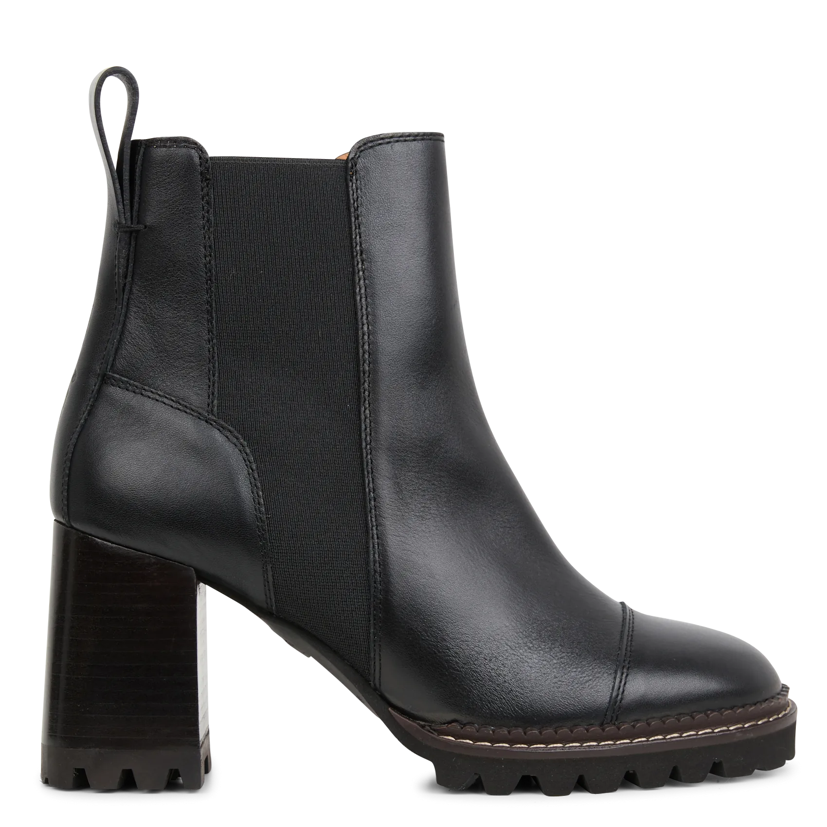 Boots à talons en cuir Noir