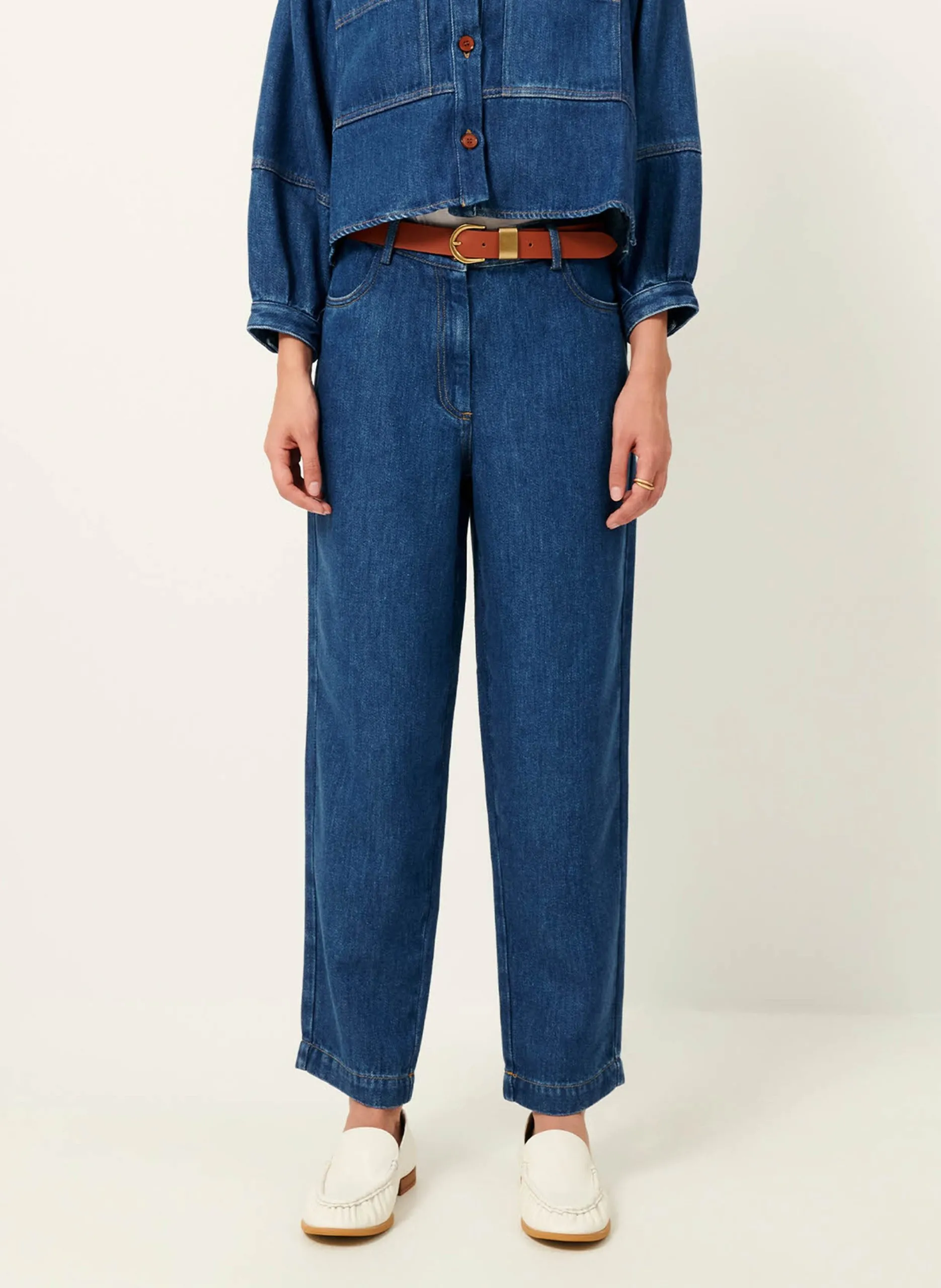 Jean carotte taille haute Bleu NICA