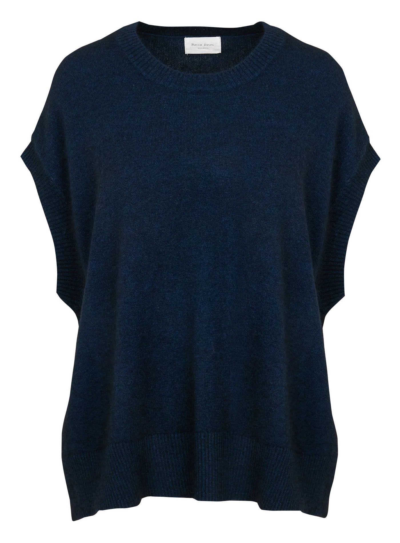 Cape col rond en laine mélangée Bleu LOIRE