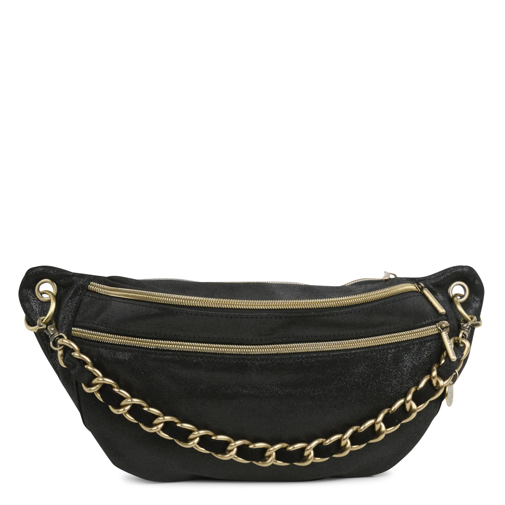 Sac banane en cuir velours Noir PETRA
