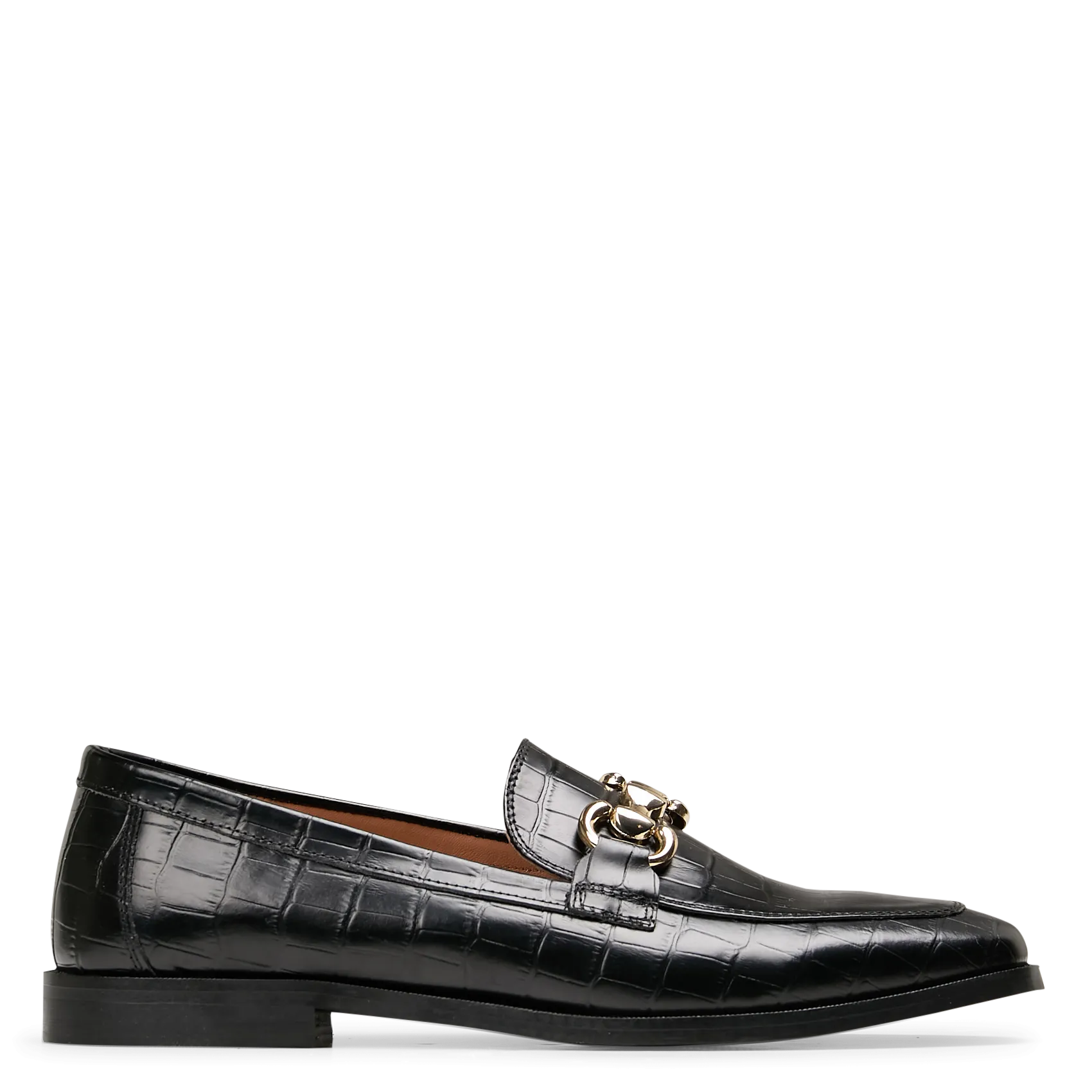 Mocassins en cuir embossé croco Noir COLETTE