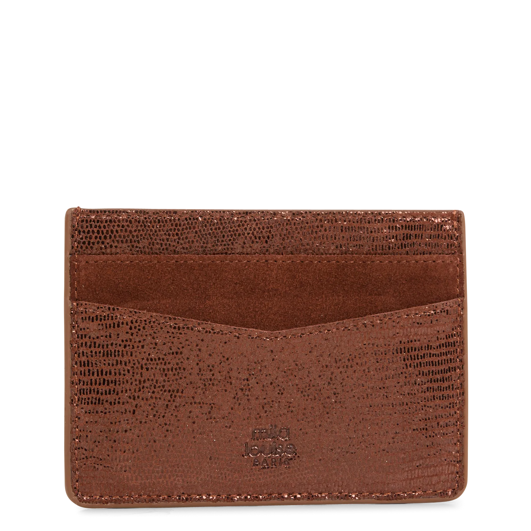 Porte-cartes en cuir métallisé Marron OLAE