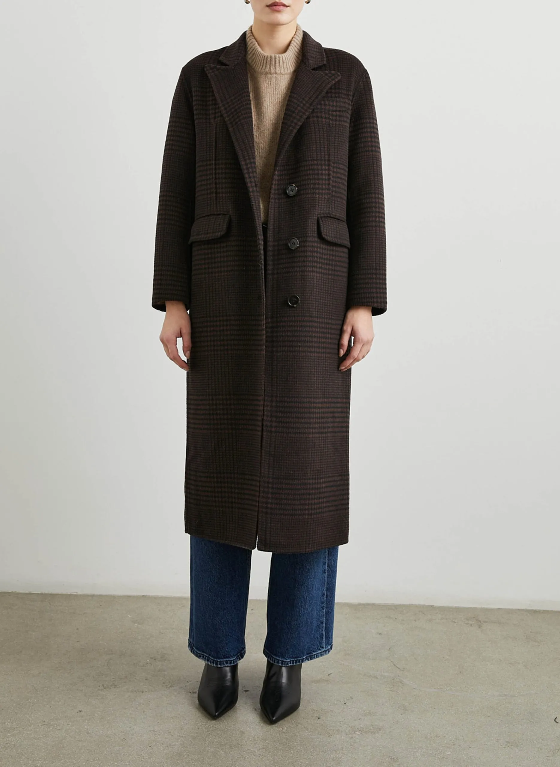 Manteau col tailleur en laine mélangée Marron GALLERY