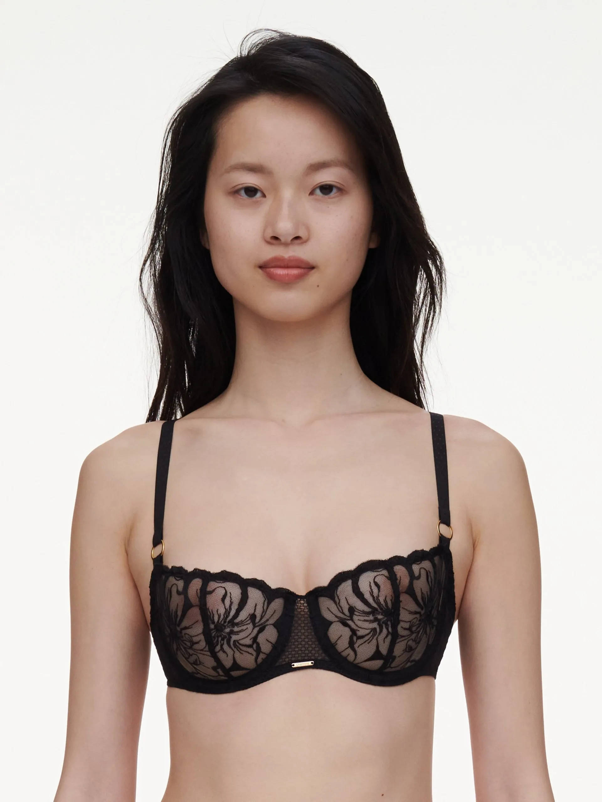 Soutien-gorge corbeille broderie florale Noir FLEURS