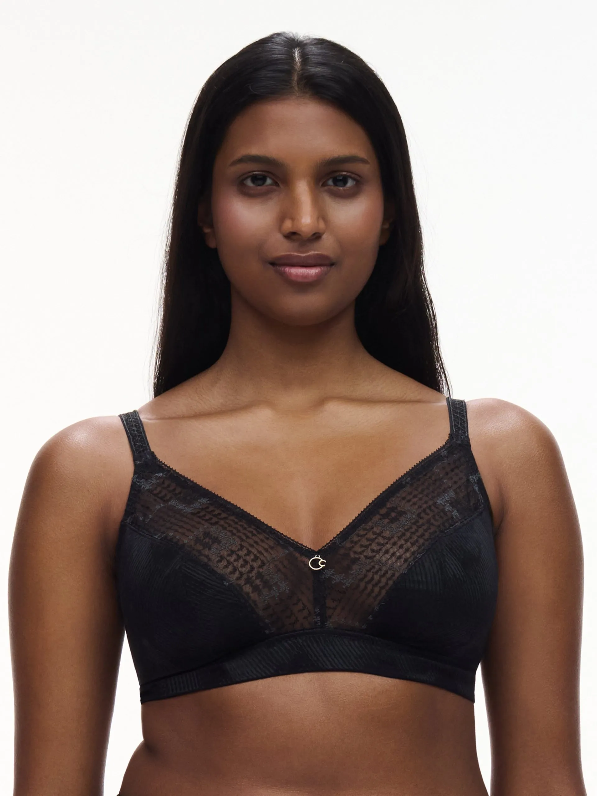 Soutien-gorge sans armature maintien broderie Noir INTRIGUE