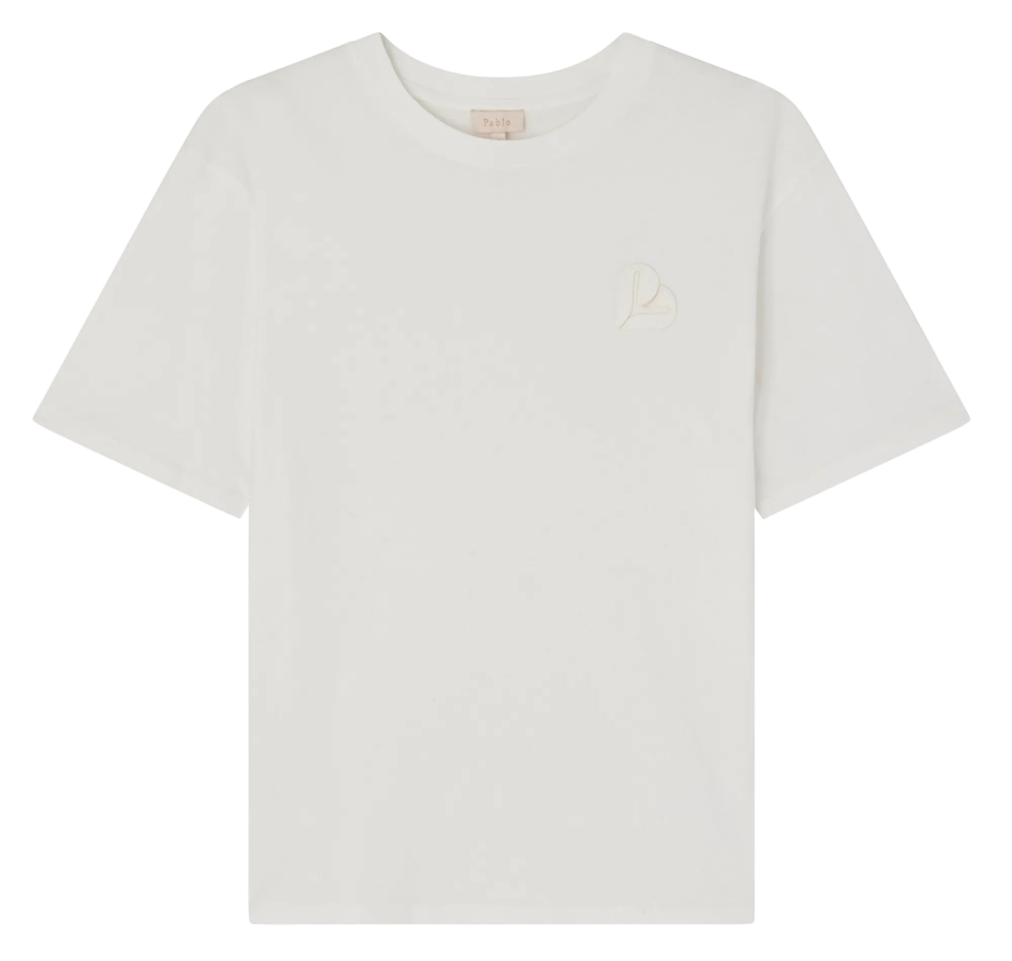 Tee-shirt col rond droit en coton Blanc AVRIL