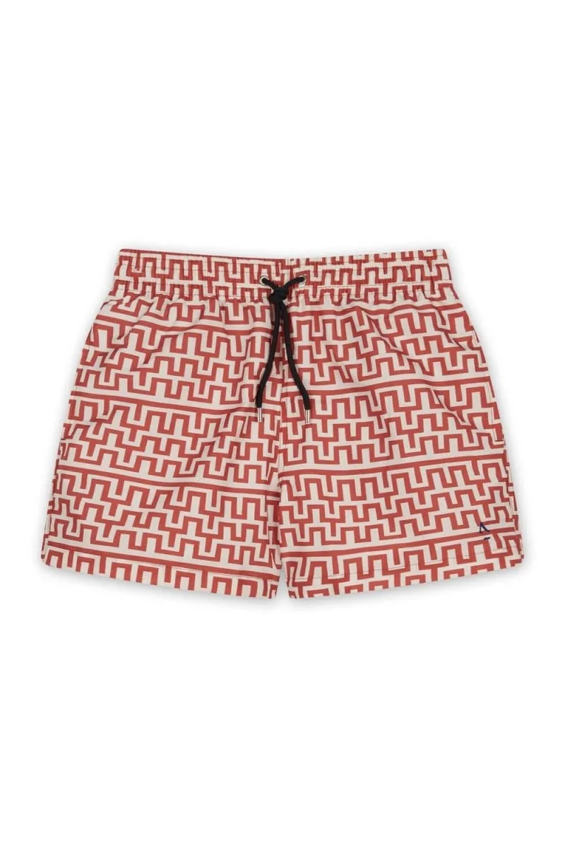 Short de bain imprimé ceinture élastique Orange CAVOLI